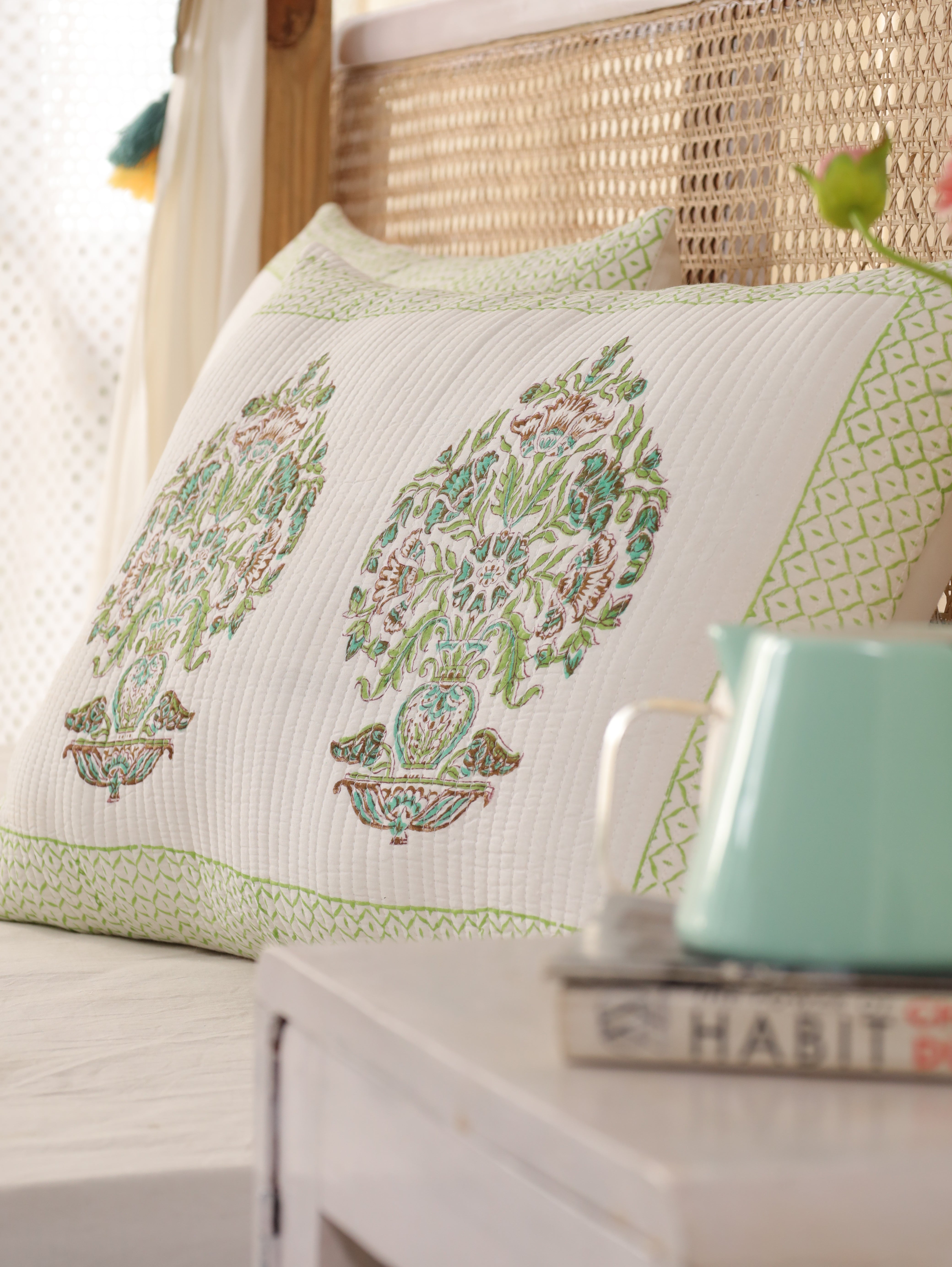 Hand Block Print Quilt Handmade floral 100% Cotton Quilted Cotton Blanket Handmade Blanket Throw Bedspread