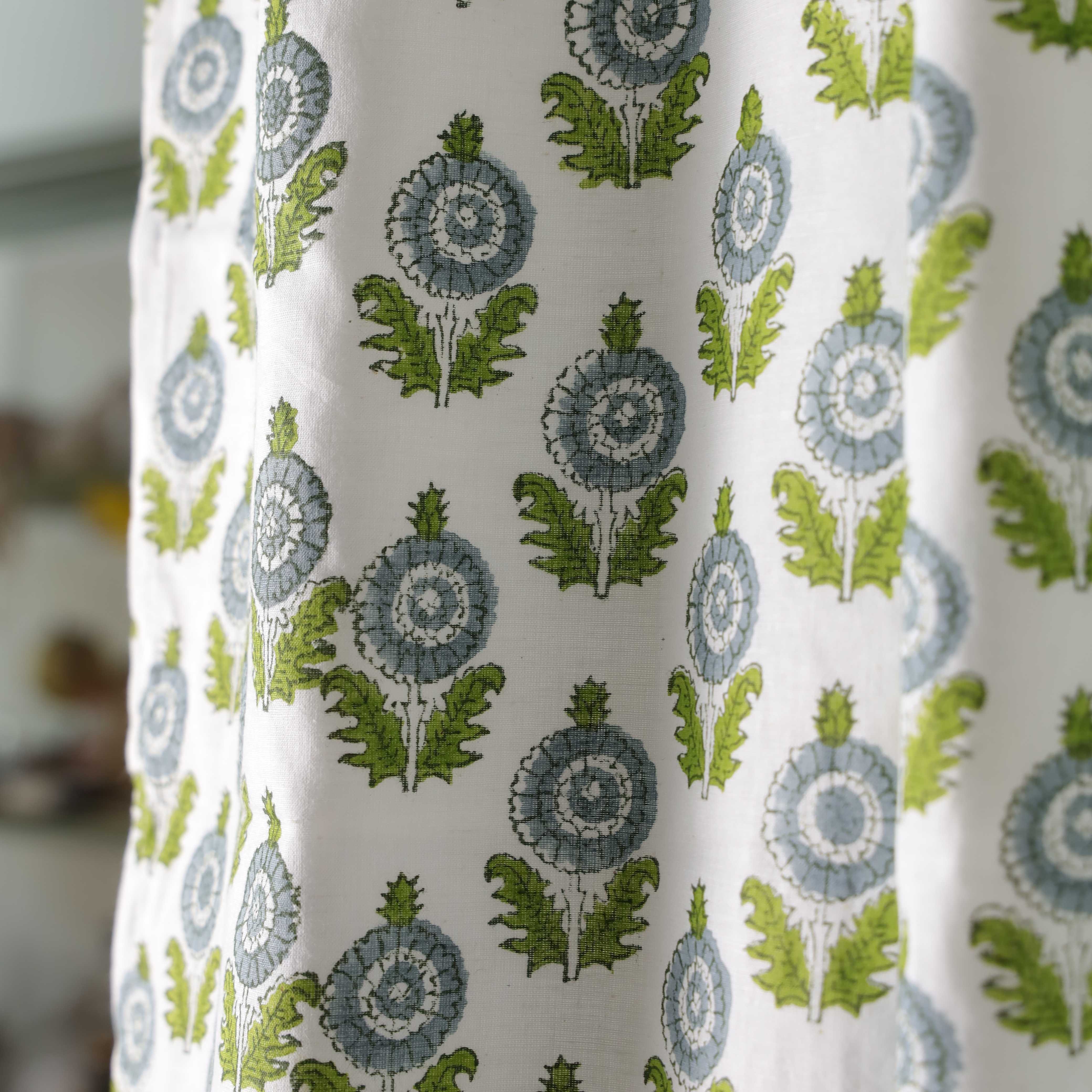 Garden Medallion Botanical Cotton Curtain – Refreshing Single Panel