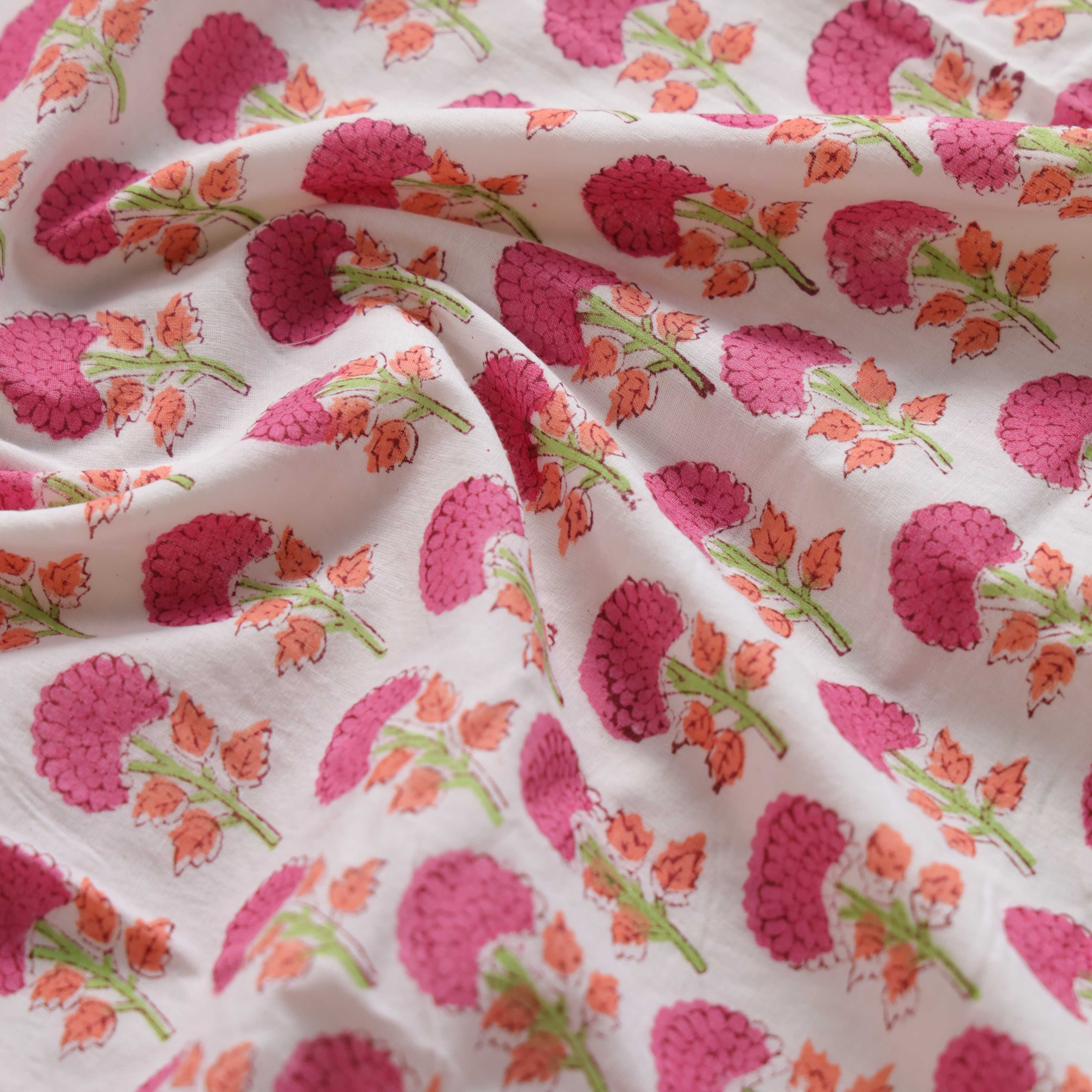 Blush Pink Floral 100% Cotton Curtain - Single Panel Modern Farmhouse Window Treatment