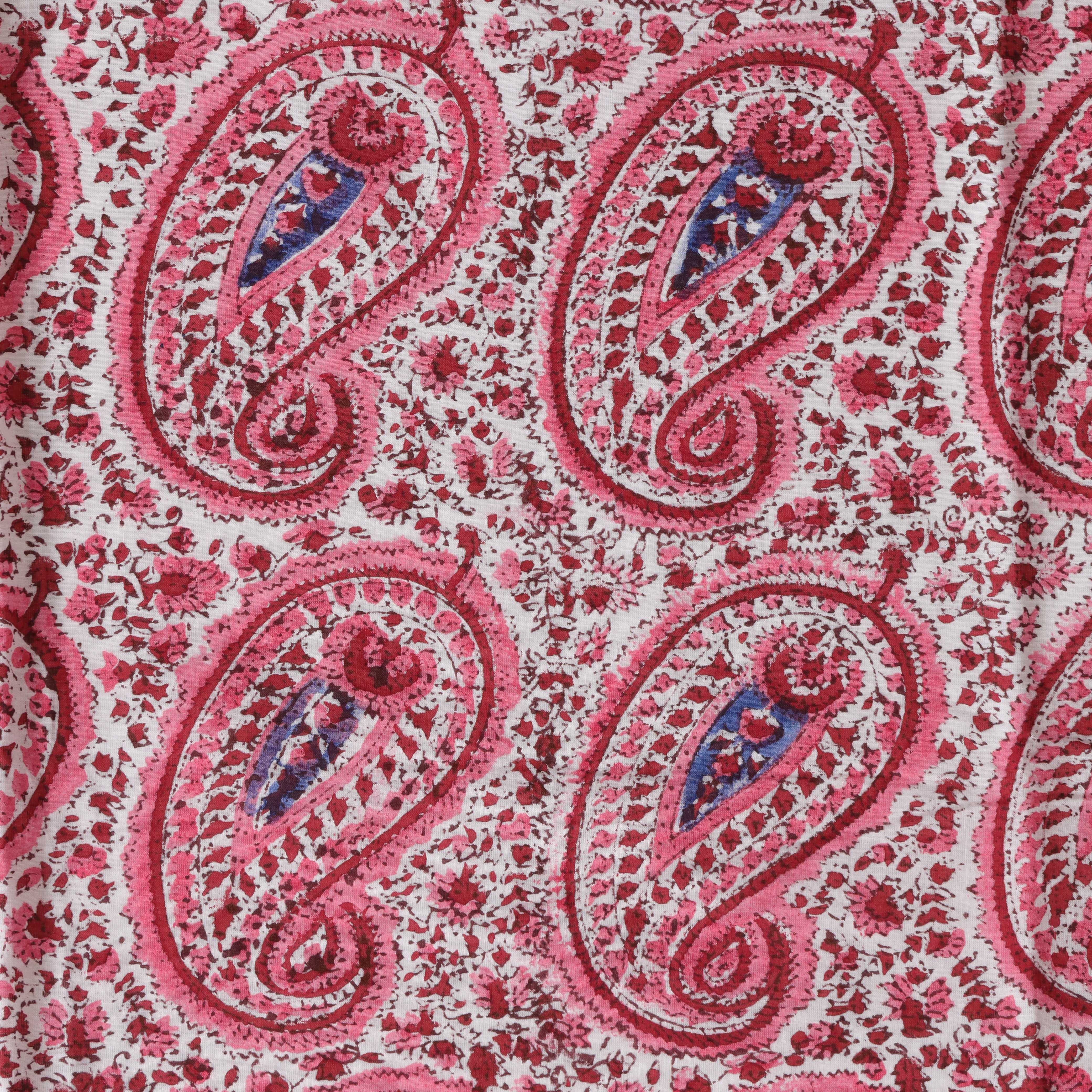 Premium 100% Cotton Pink Paisley Curtain - Artisanal Hand-Blocked Single Panel Window Drapes