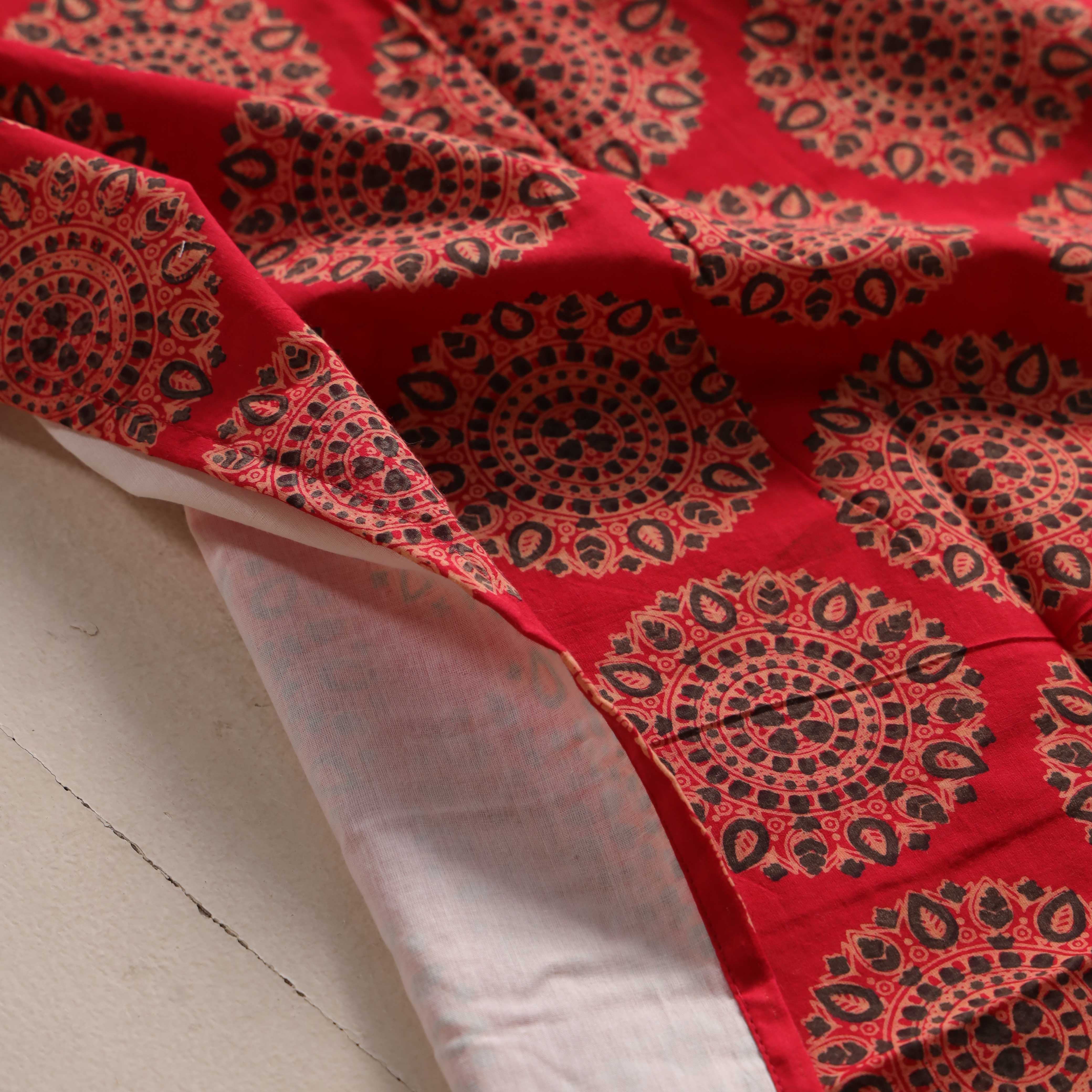 Bohemian Mandala Red Cotton Curtain – Handcrafted Single Panel Drapery