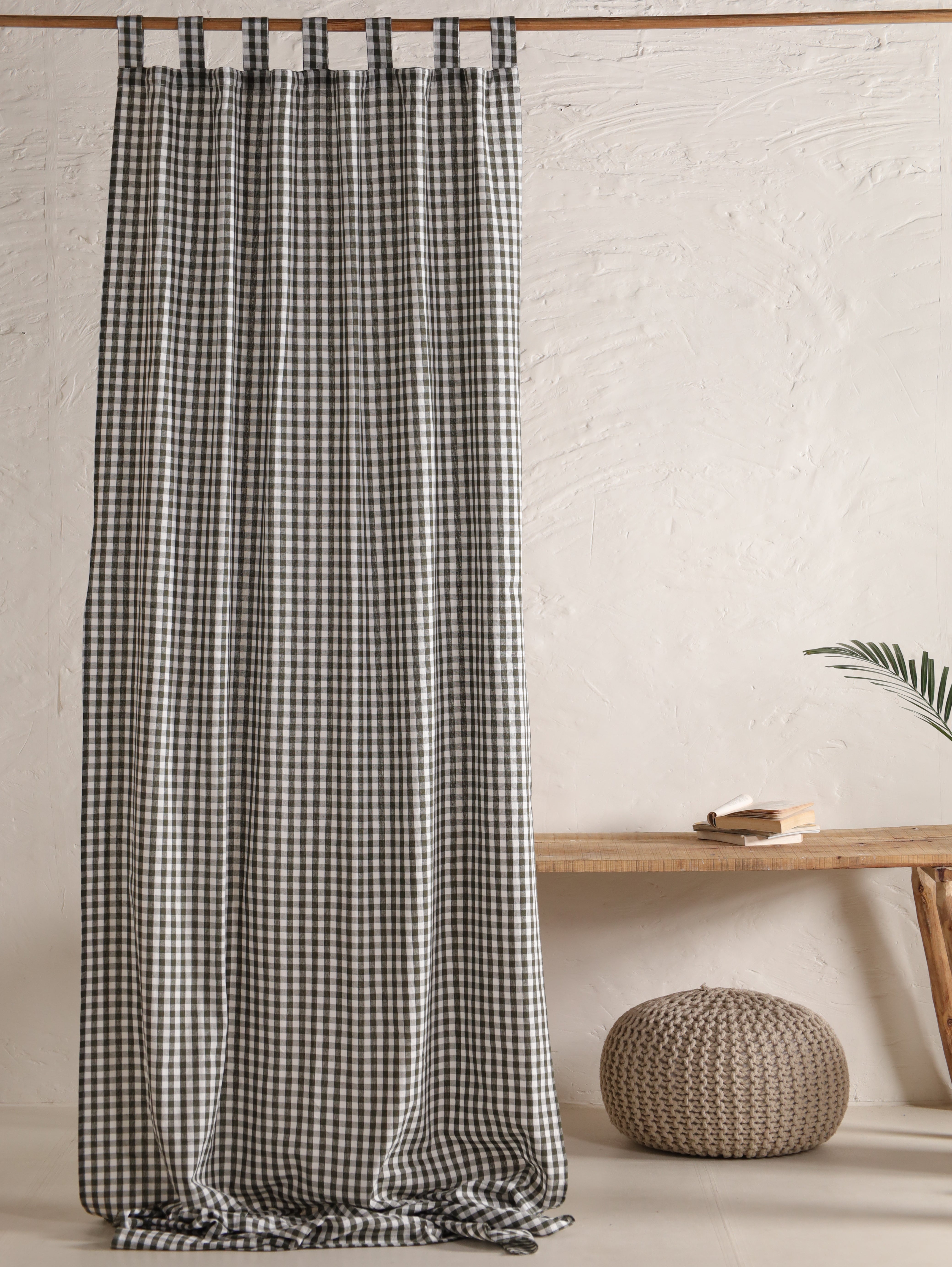Bohemian Plaid Linen Curtains Buffalo Check for Bedroom & Living Room