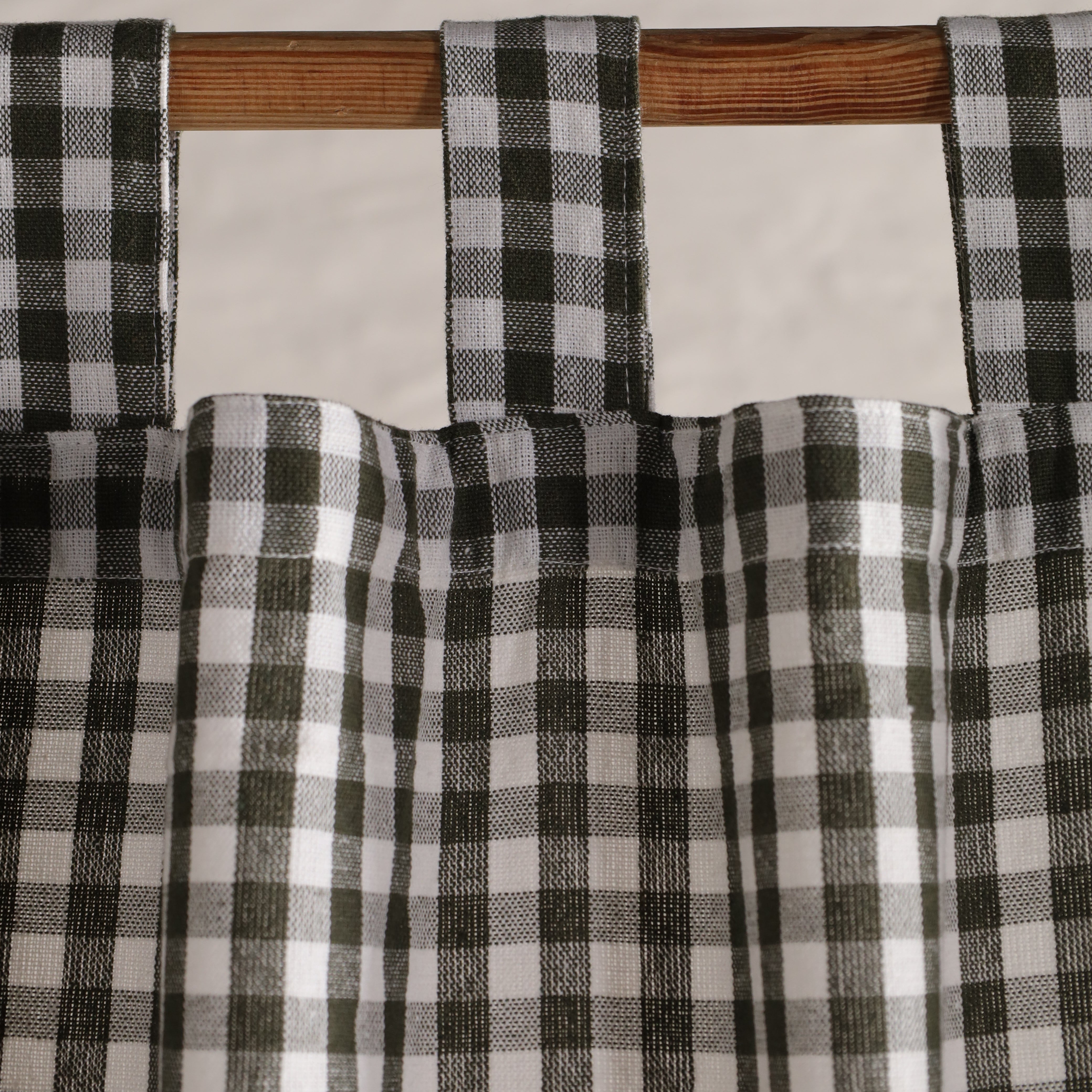 Bohemian Plaid Linen Curtains Buffalo Check for Bedroom & Living Room