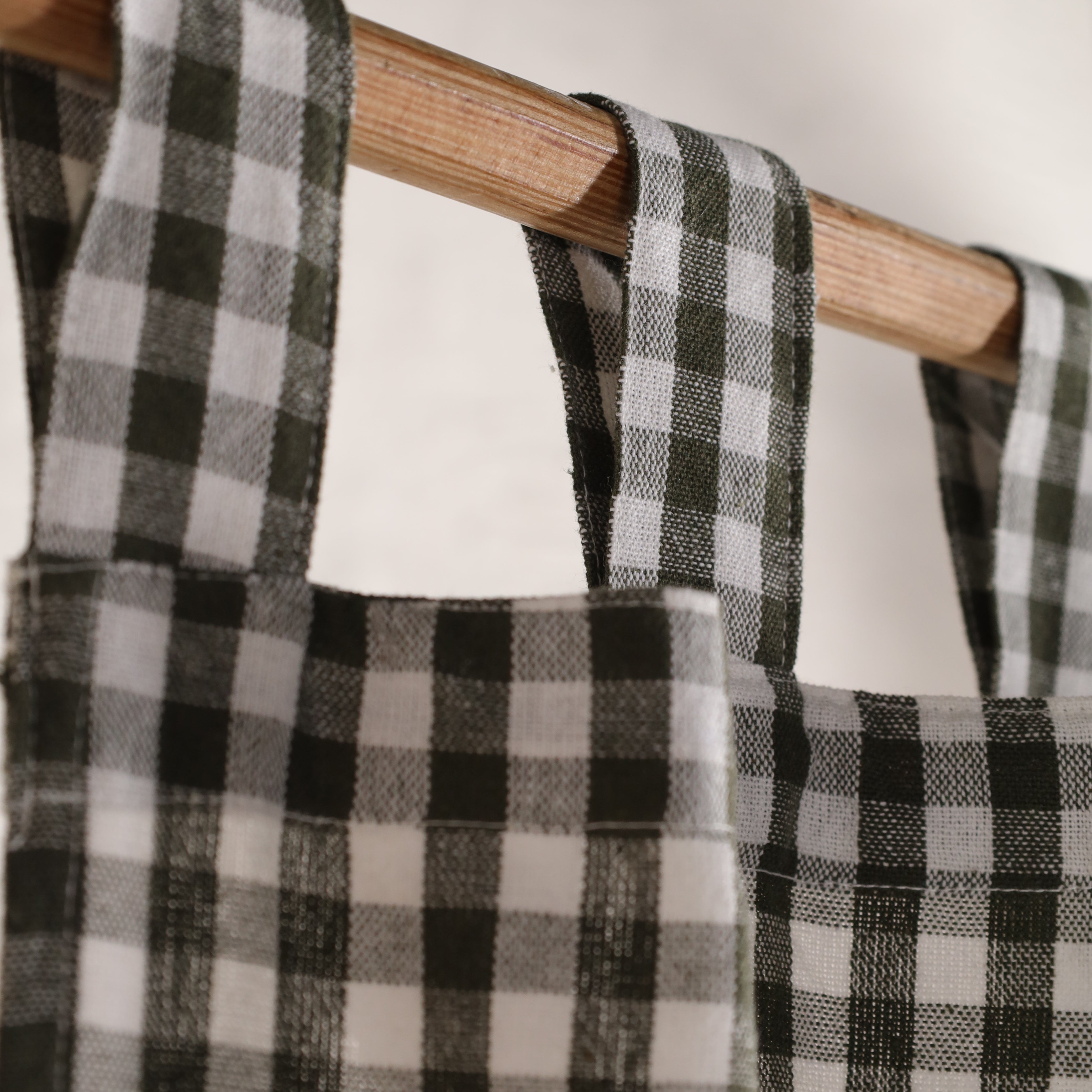 Bohemian Plaid Linen Curtains Buffalo Check for Bedroom & Living Room