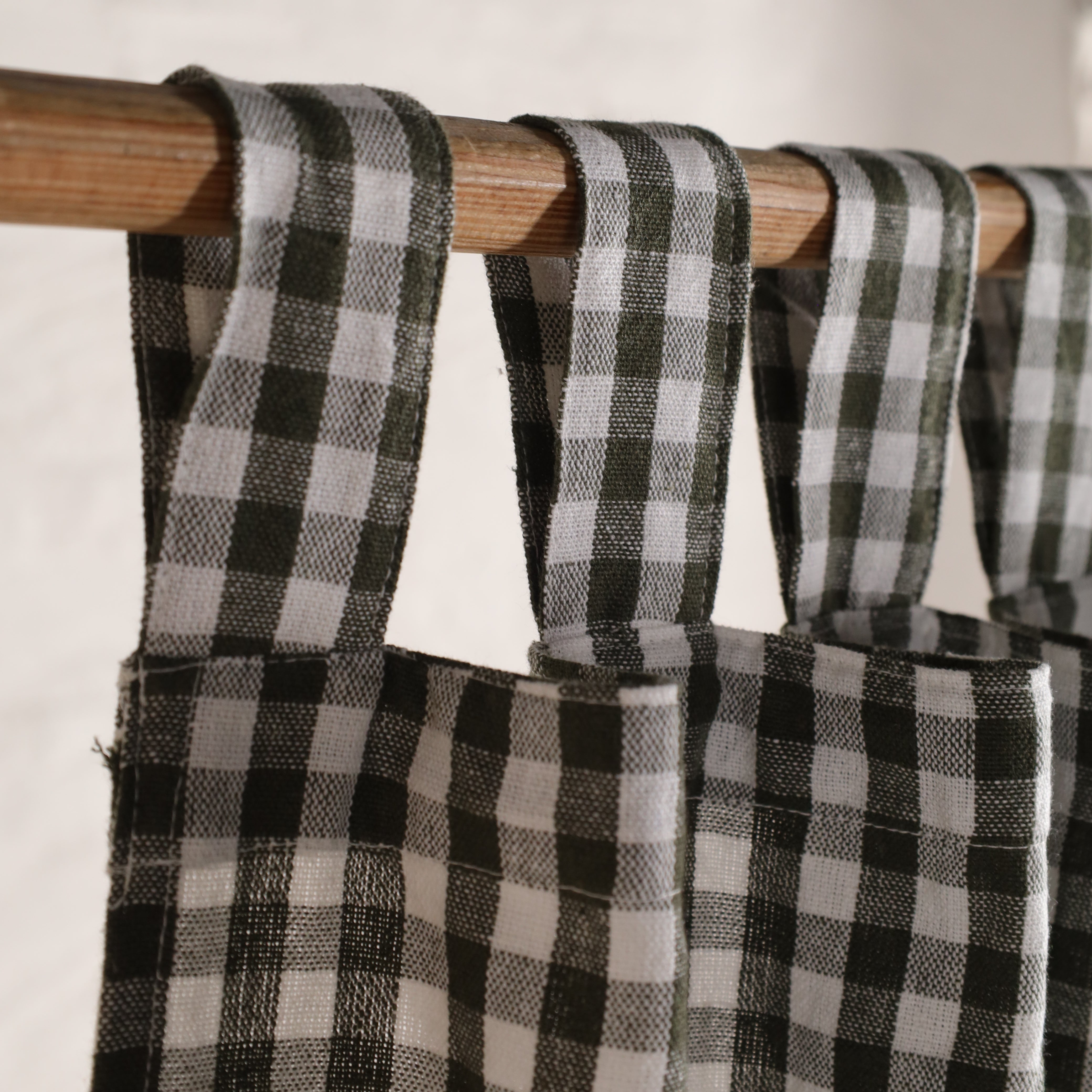 Bohemian Plaid Linen Curtains Buffalo Check for Bedroom & Living Room