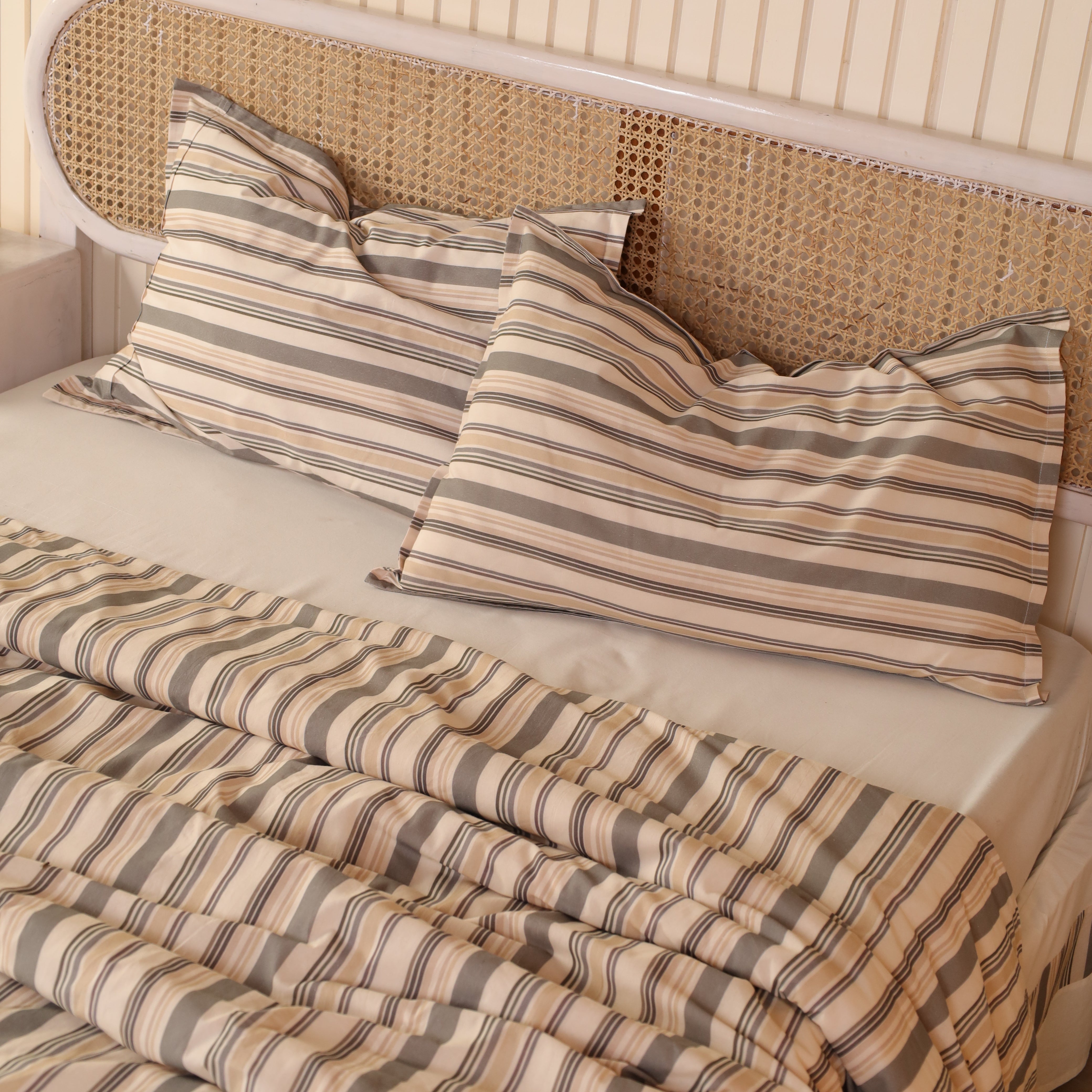 Multi-Stripe Cotton Blend Duvet Cover Set | Heritage Bedding