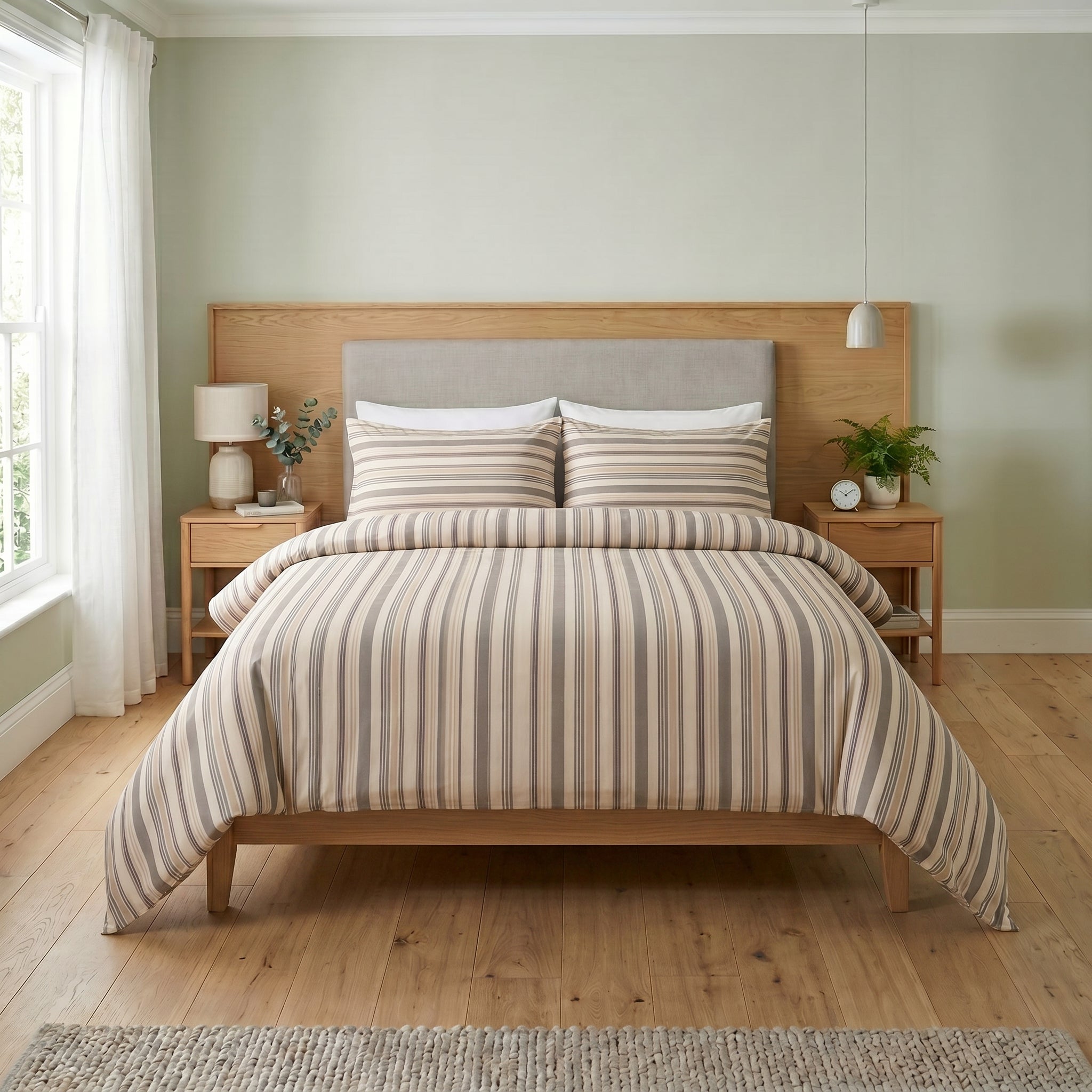 Multi-Stripe Cotton Blend Duvet Cover Set | Heritage Bedding