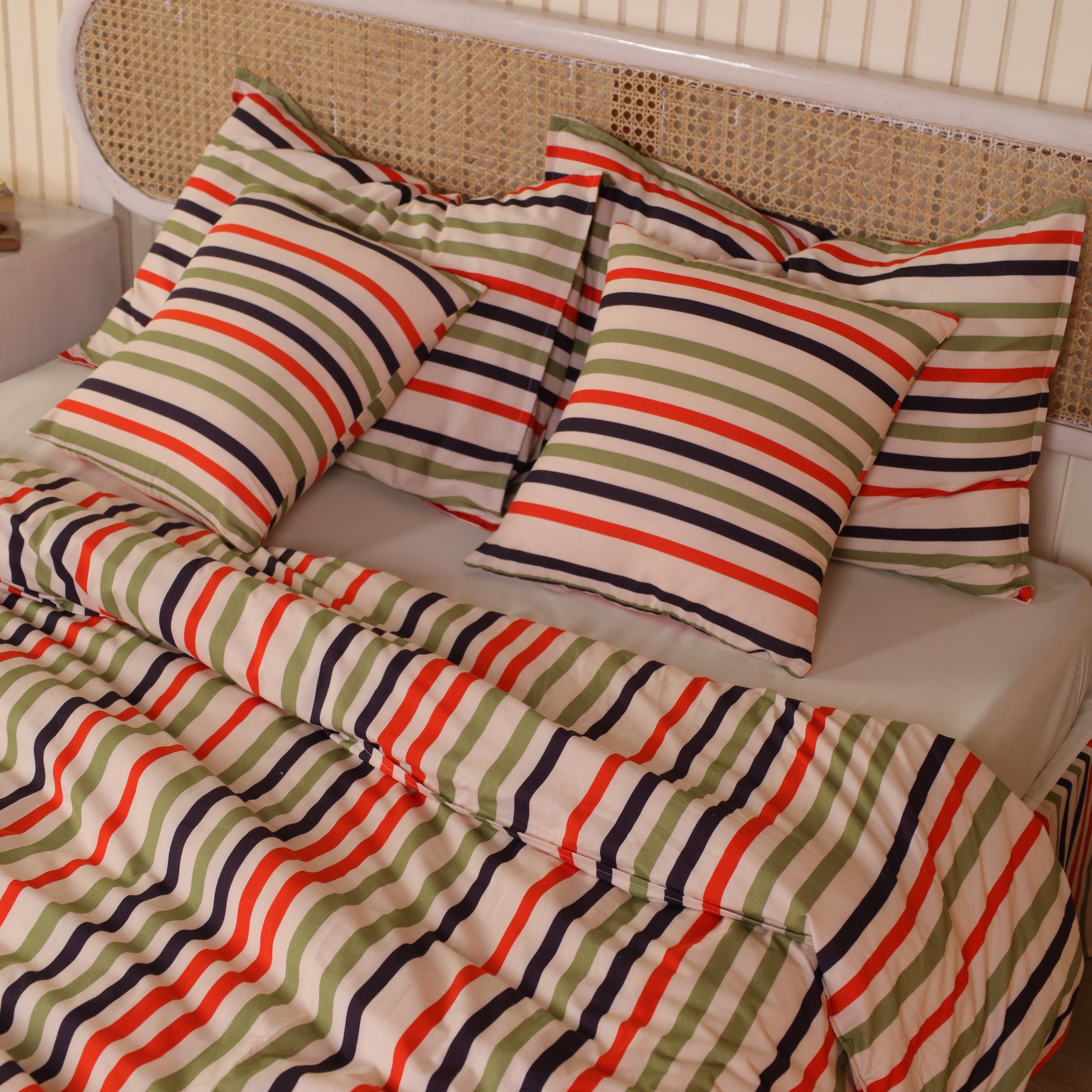 Multi-Stripe Cotton Blend Duvet Cover Set | Heritage Bedding
