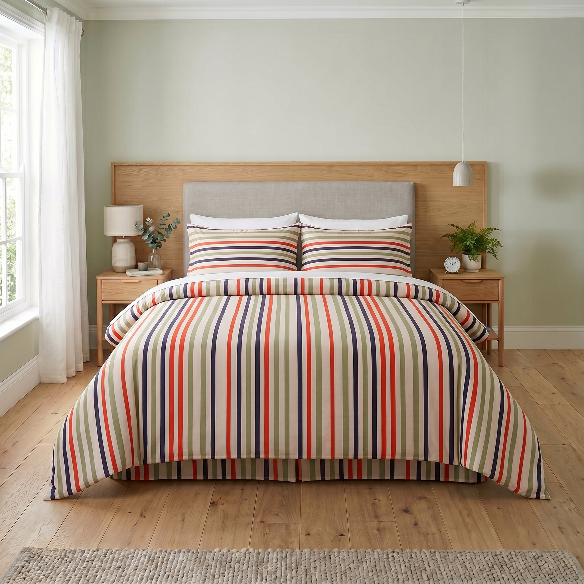 Multi-Stripe Cotton Blend Duvet Cover Set | Heritage Bedding