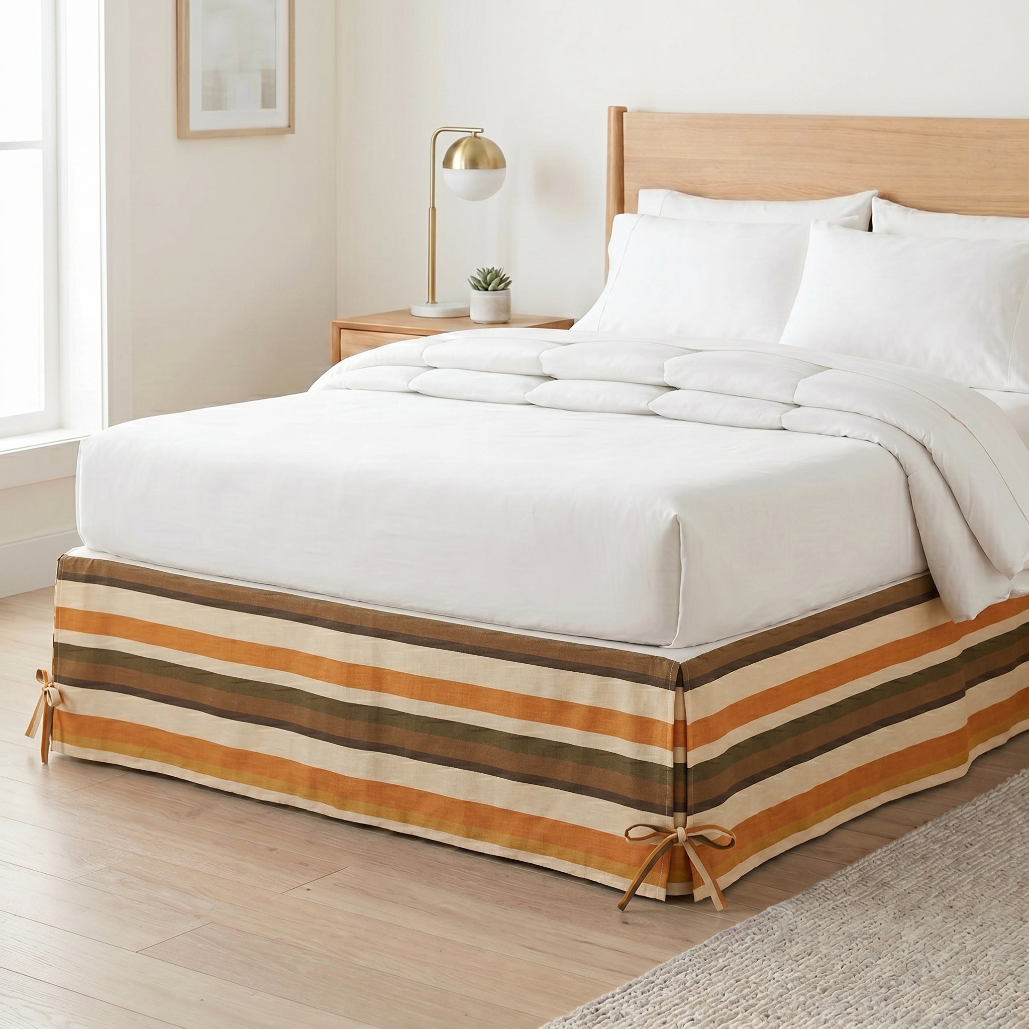 Meadow Sunflower Gathered Bed Skirt – Vintage Autumn Floral Ruffled Bed Valance