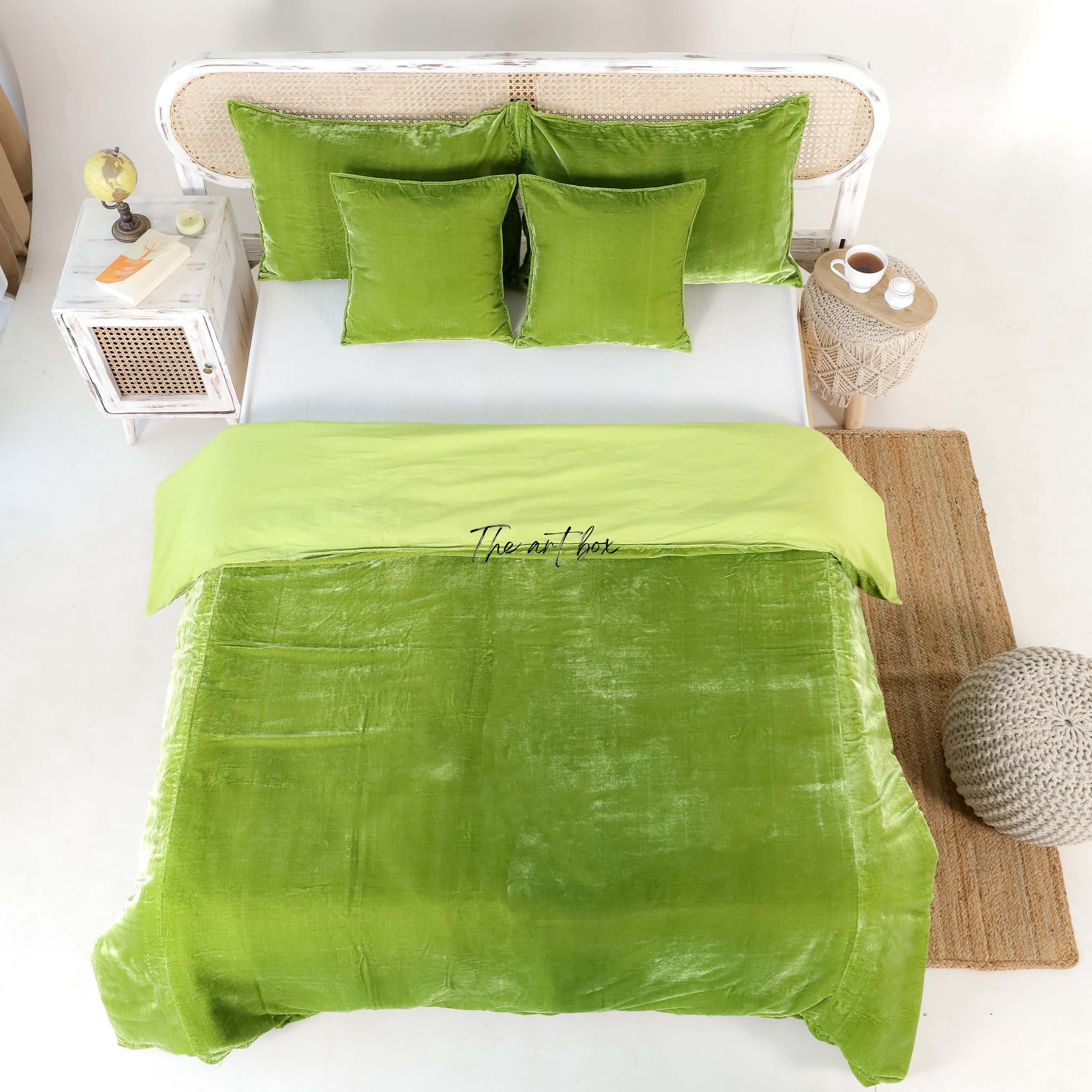 Light Green Velvet Duvet Cover