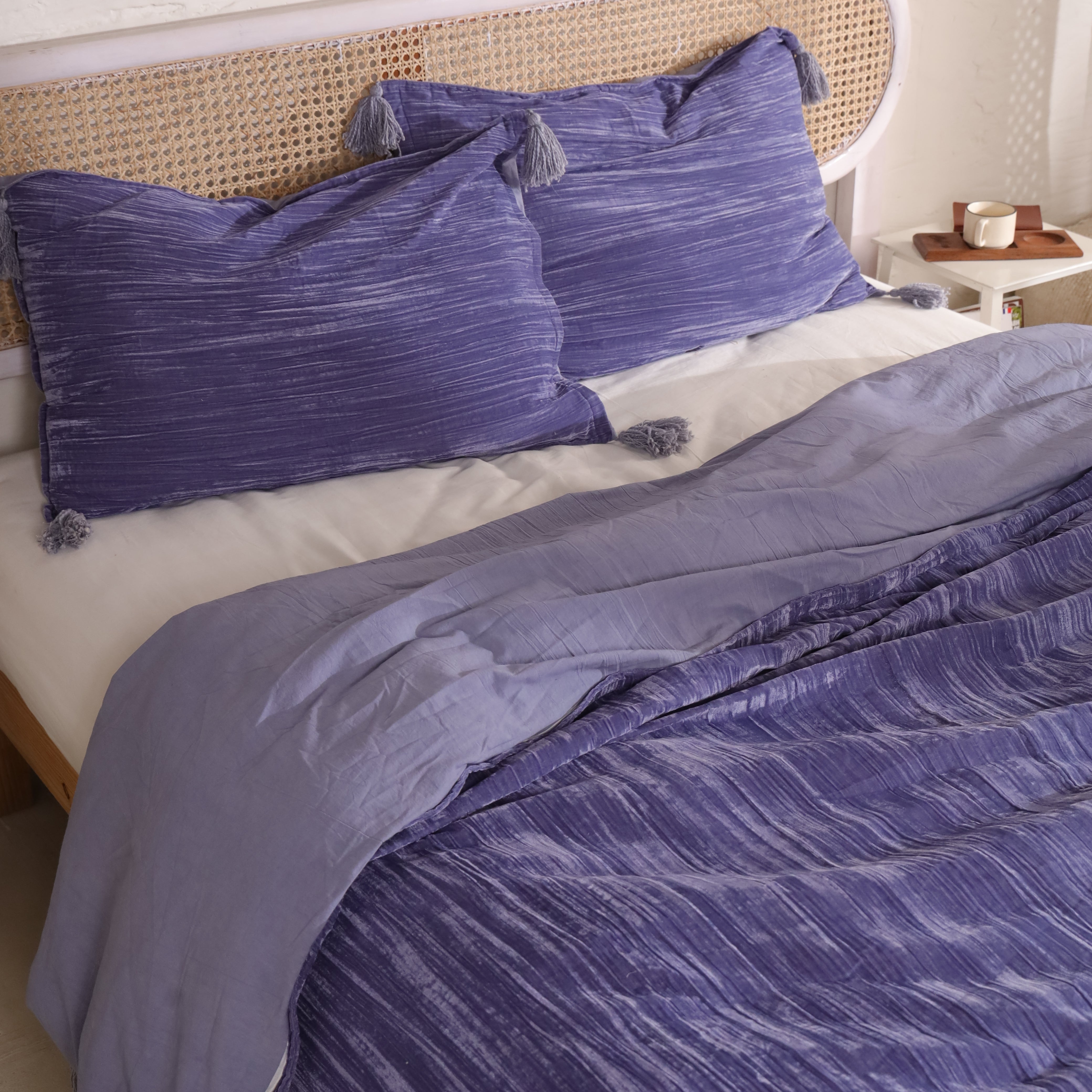 Luxury Crushed Velvet Pleated Duvet Cover Set | Opulent Bedding Collection