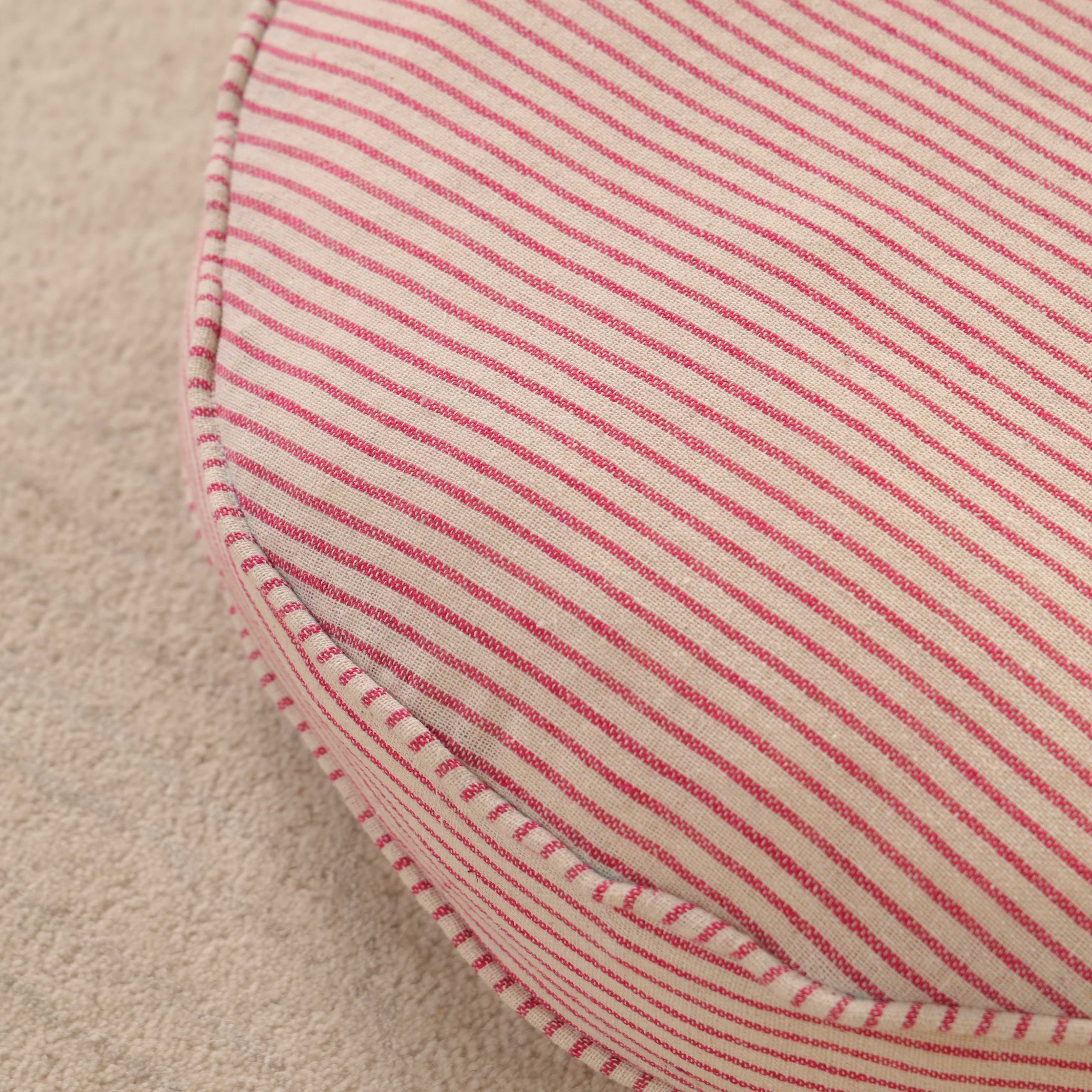 Blush Bloom Round Ticking Stripe Floor Cushion – Premium Boho Meditation & Seating Pillow