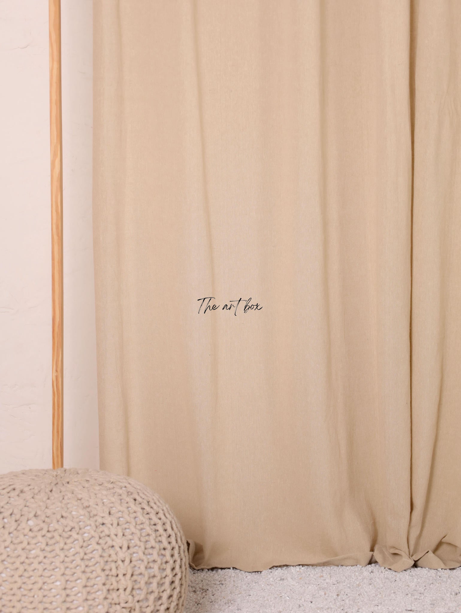 Linen Beige with Wheat Stripes Curtains- 2 Panel set