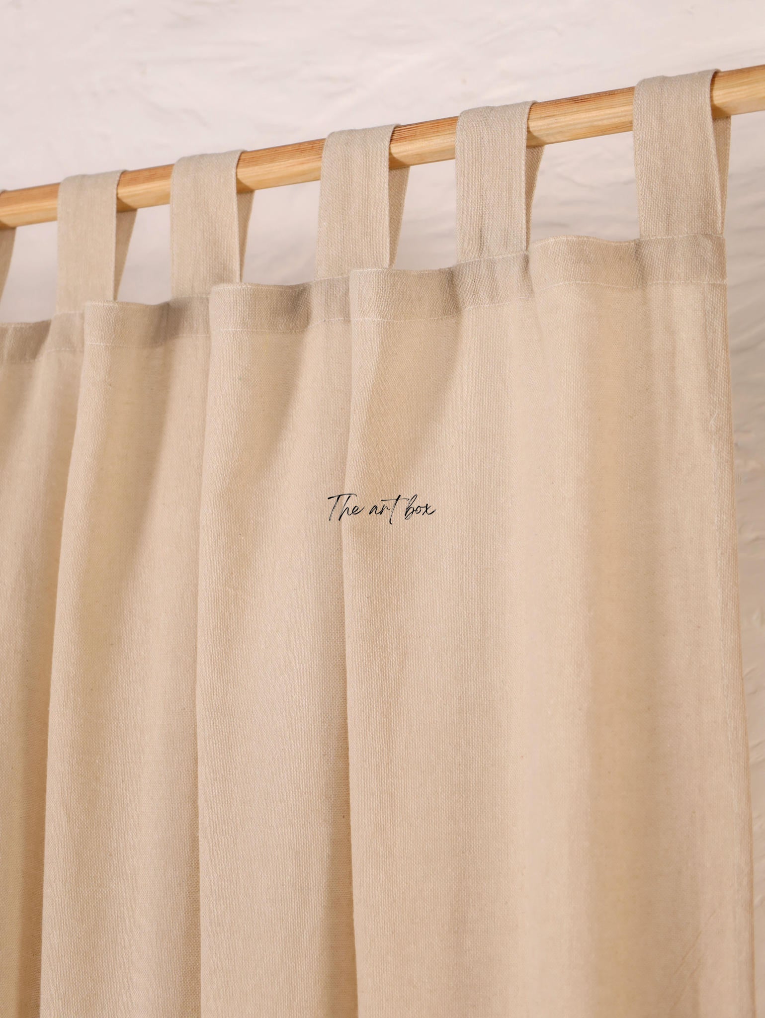 Linen Beige with Wheat Stripes Curtains- 2 Panel set