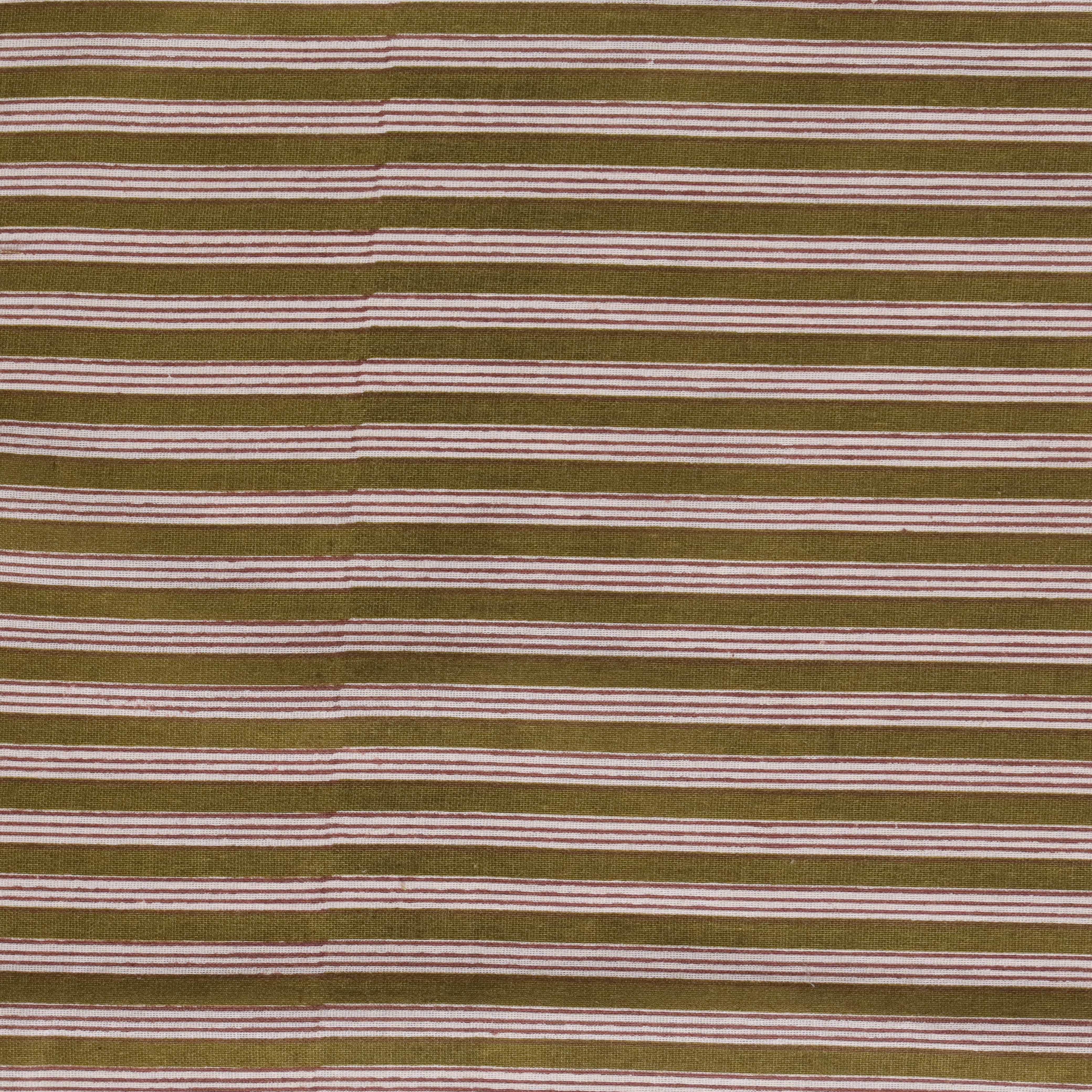 Premium Olive & Blush Ticking Stripe Screen Printed Cotton Fabric