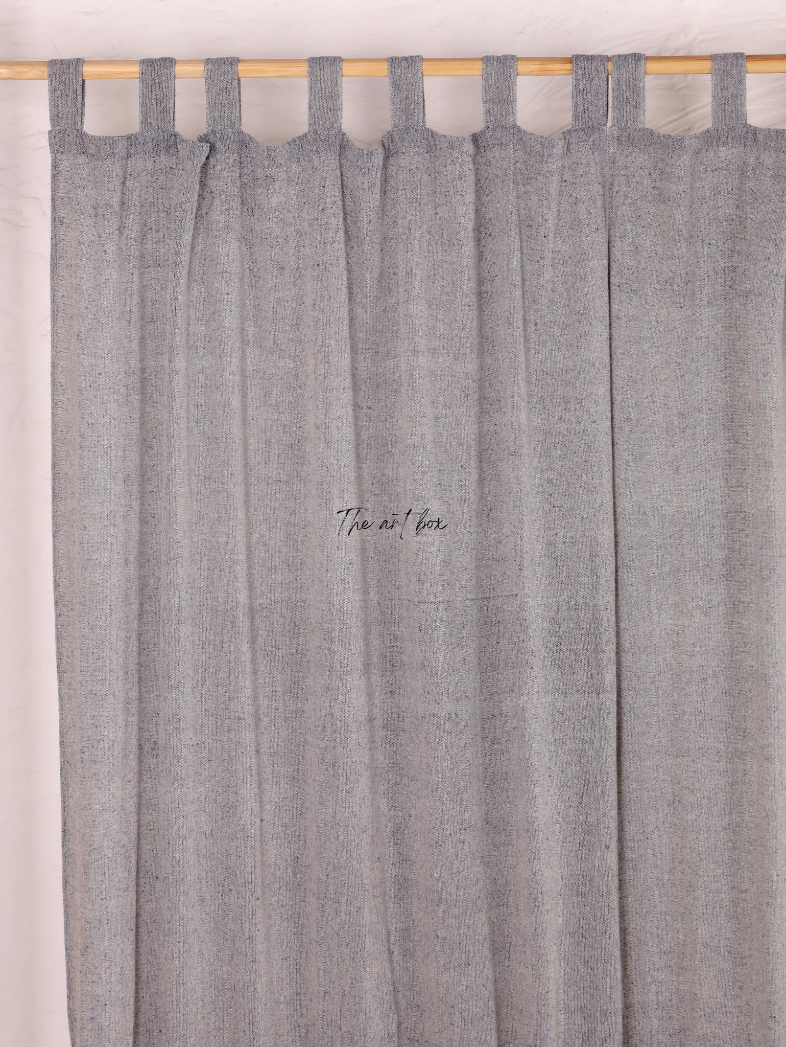 Linen Gauze with Grey Stripes Curtains- 2 Panel set