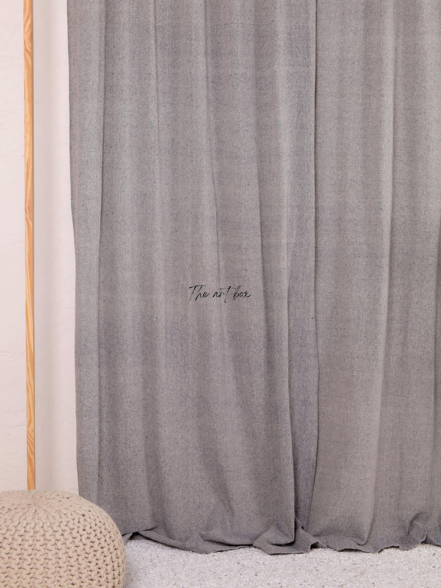 Linen Gauze with Grey Stripes Curtains- 2 Panel set