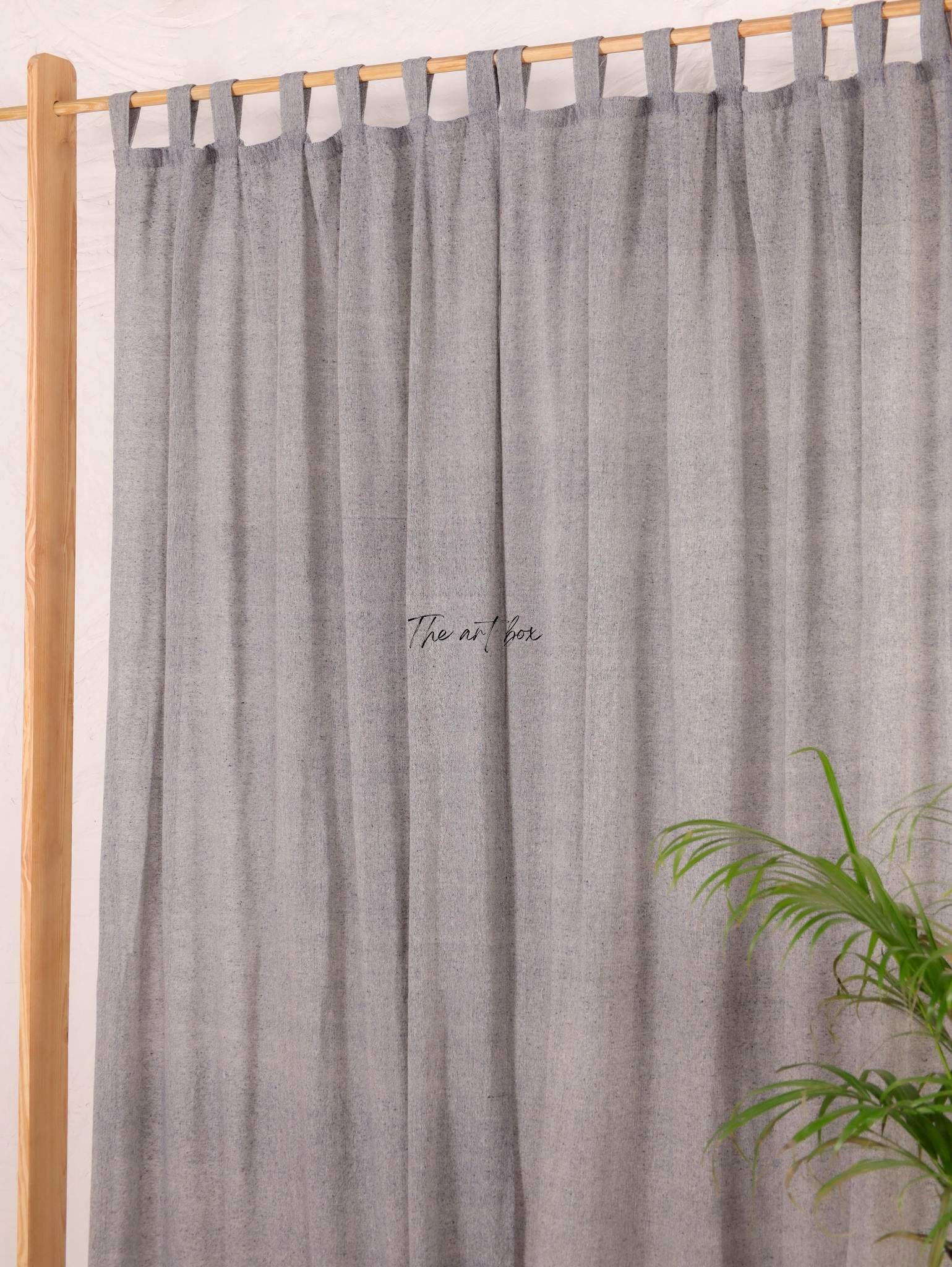 Linen Gauze with Grey Stripes Curtains- 2 Panel set