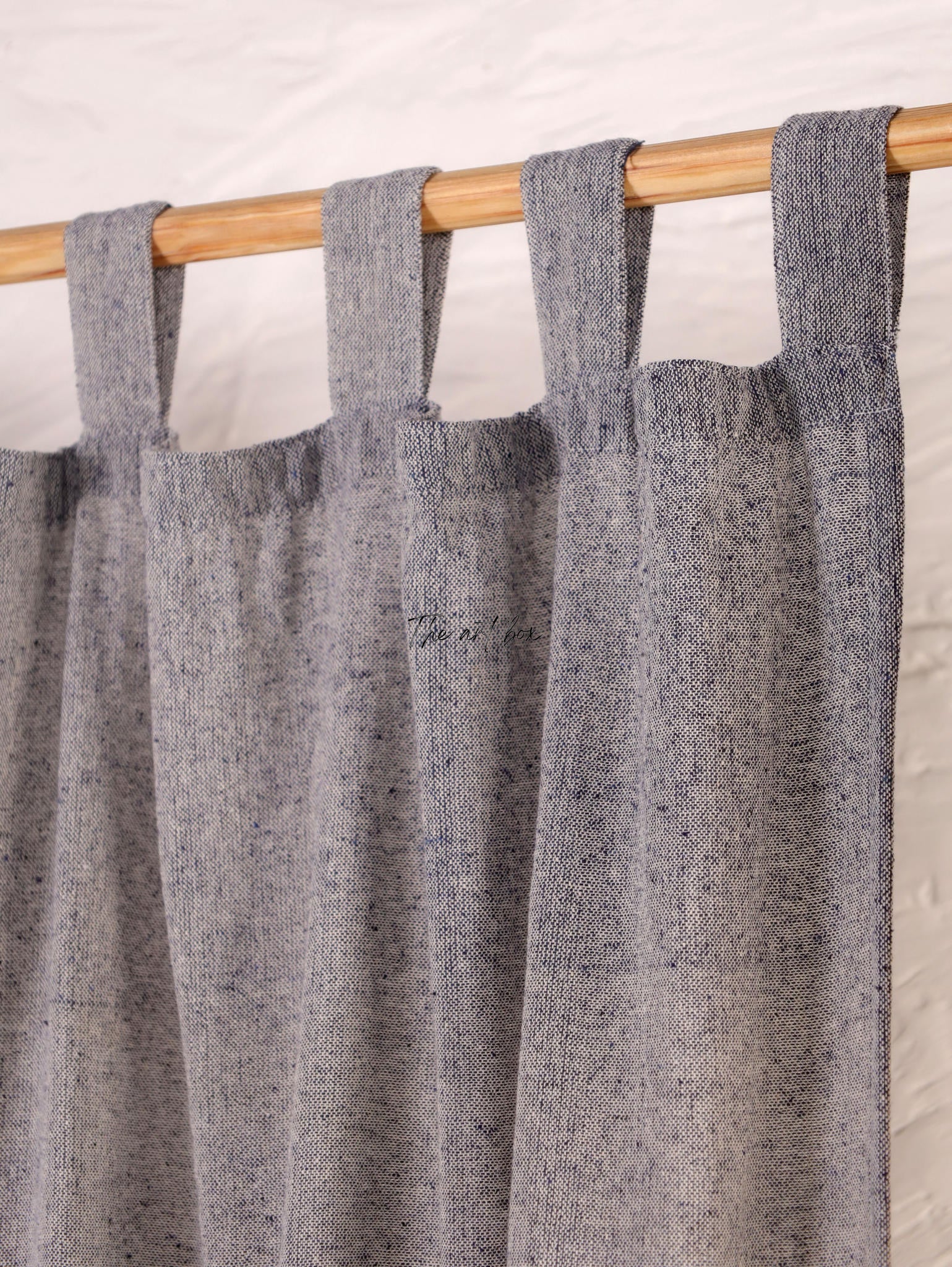 Linen Gauze with Grey Stripes Curtains- 2 Panel set