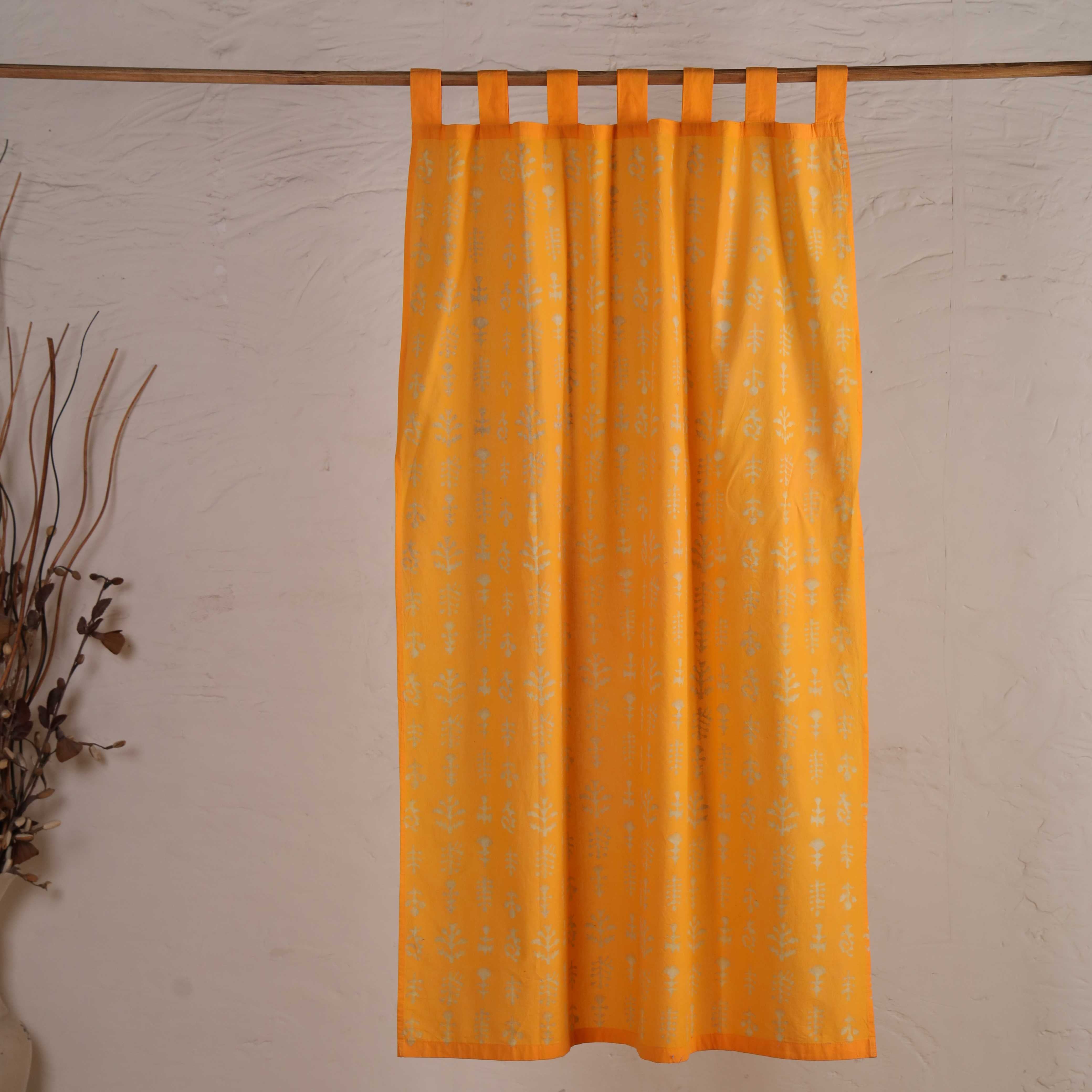 Hand-Block Inspired Floral Cotton Curtain – Single Panel Loop Top