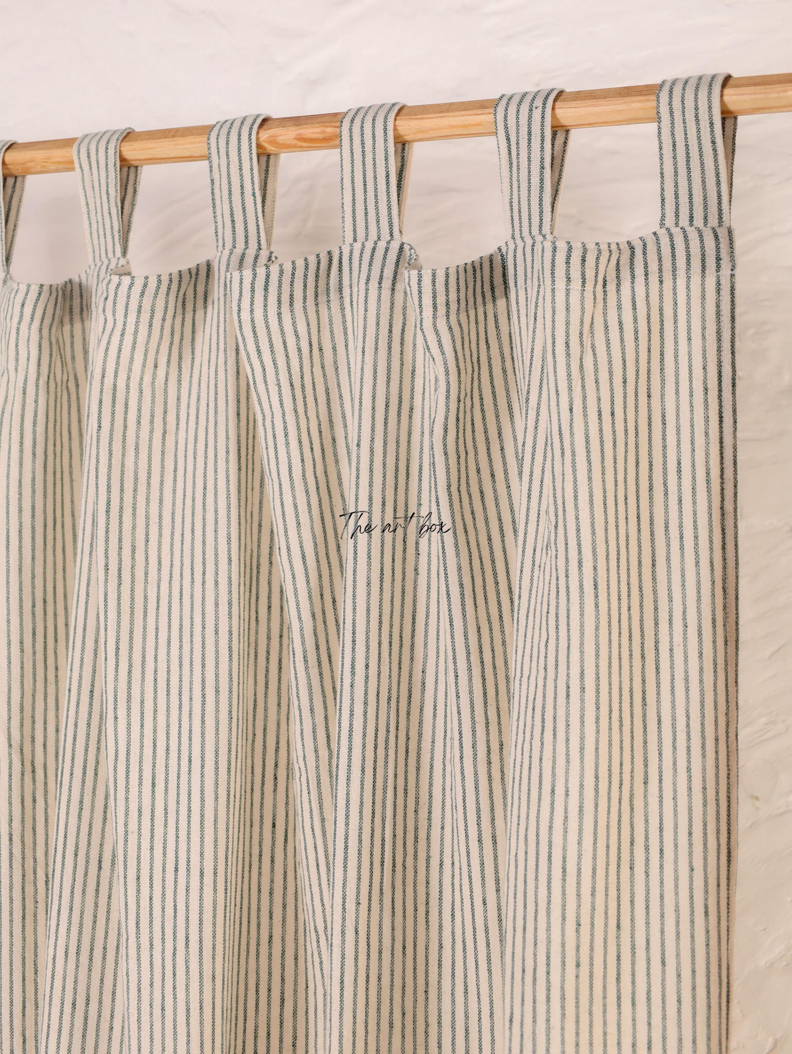 Linen Gauze with Grey Stripes Curtains- 2 Panel set