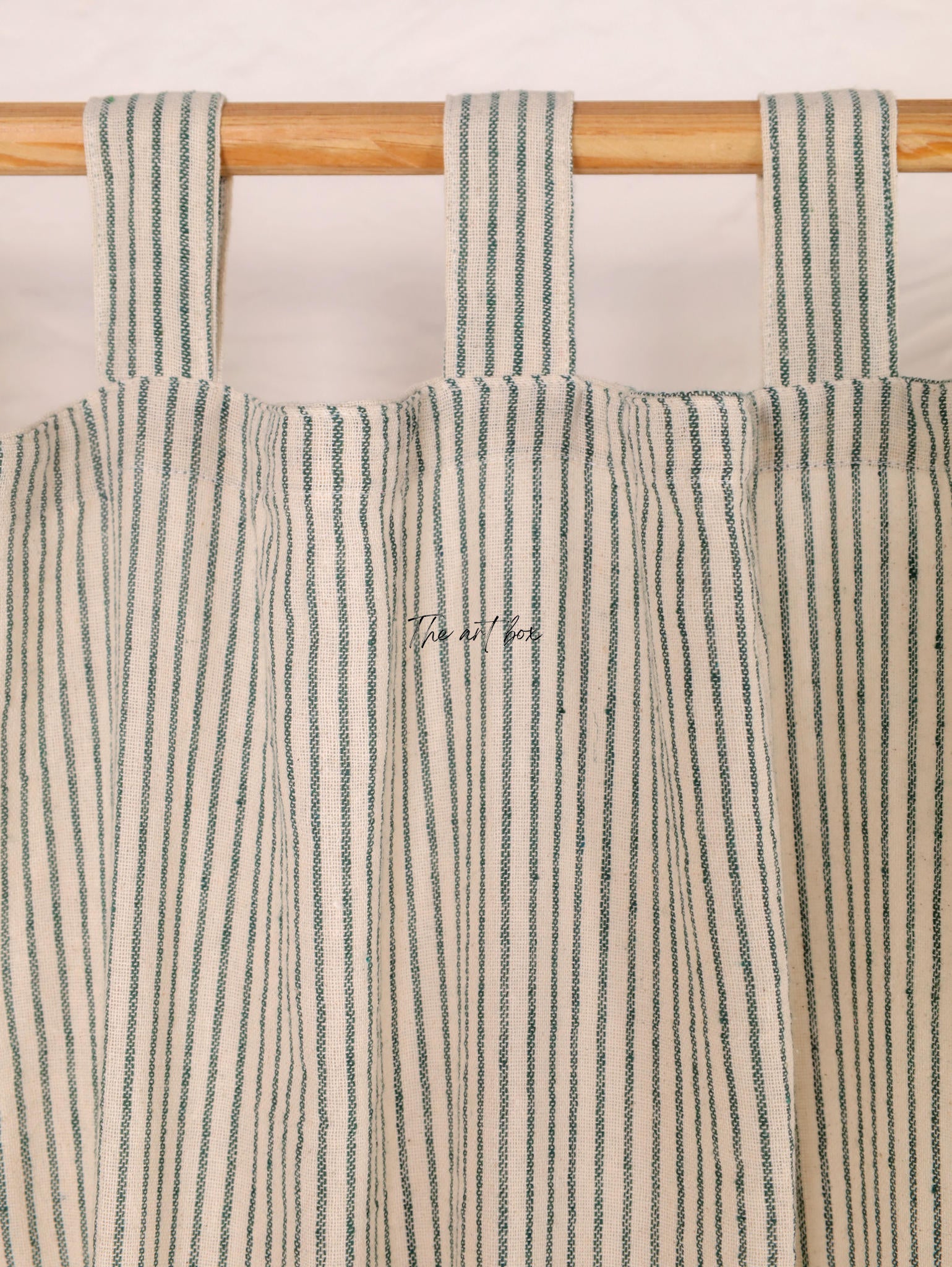 Linen Gauze with Grey Stripes Curtains- 2 Panel set
