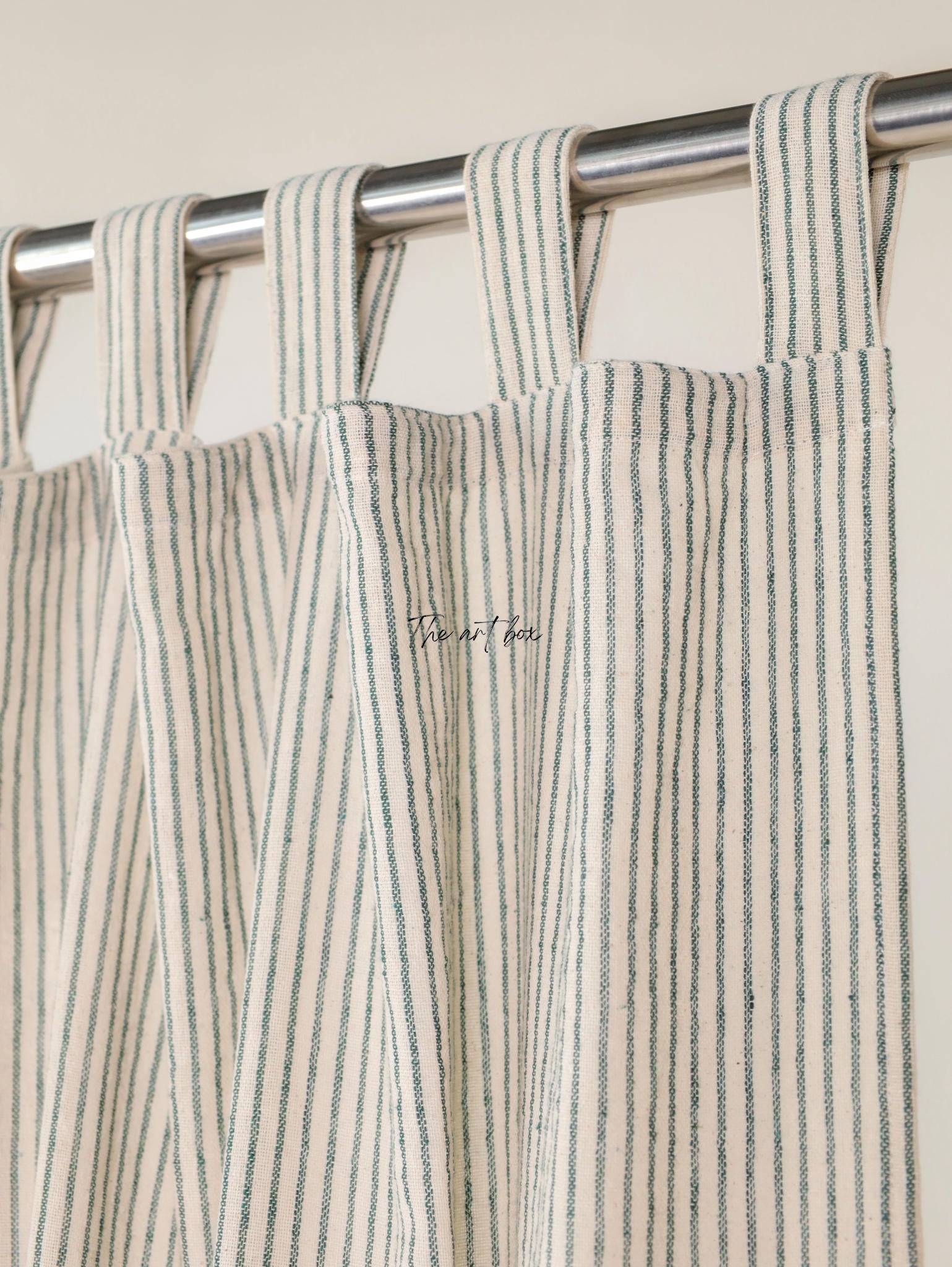 Linen Gauze with Grey Stripes Curtains- 2 Panel set
