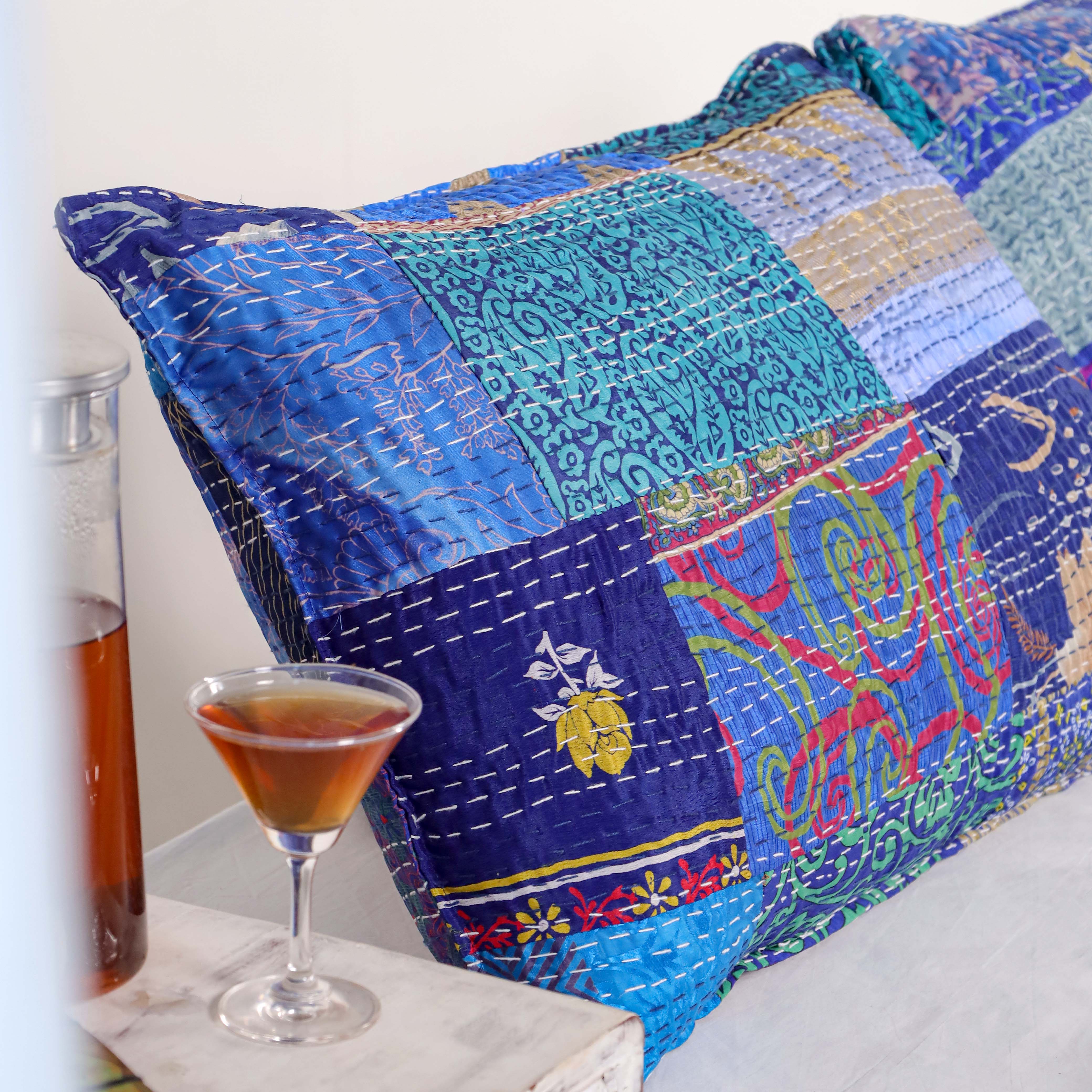 Silk Blue Duvet Cover with Pillow Covers