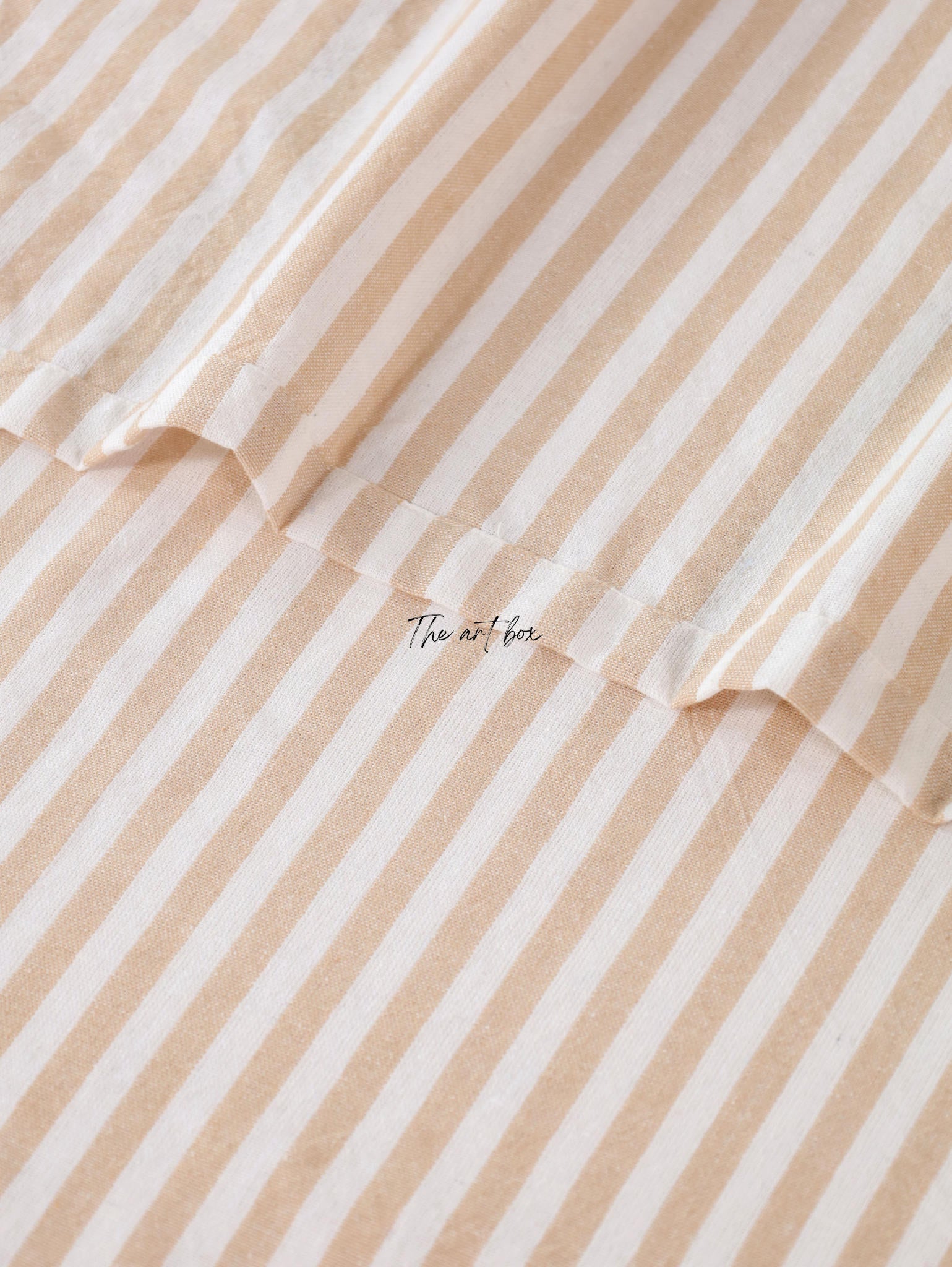 Linen Gauze with Orange Stripes Curtains- 2 Panel set