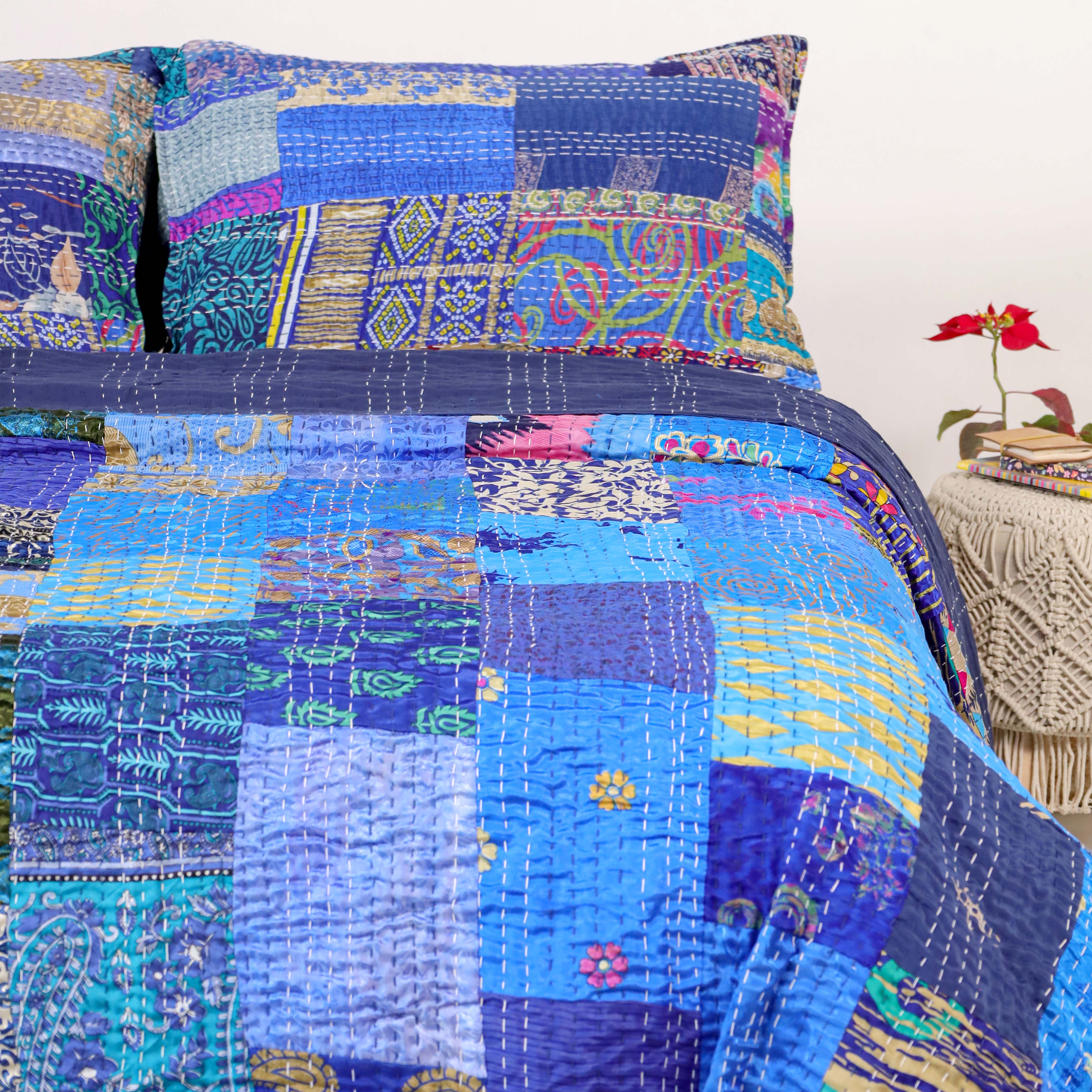 Silk Blue Duvet Cover with Pillow Covers