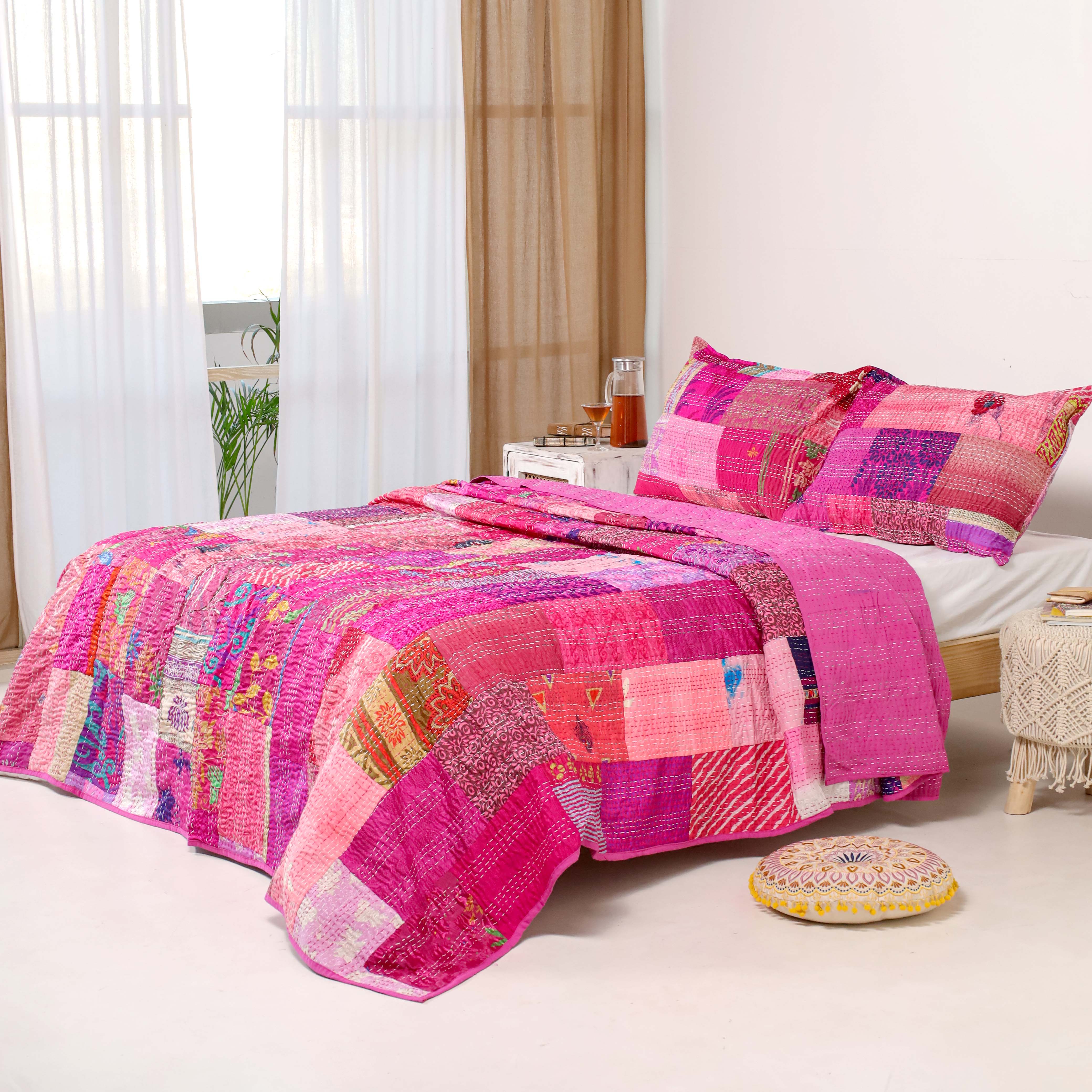 Silk Red Duvet Cover with Pillow Covers