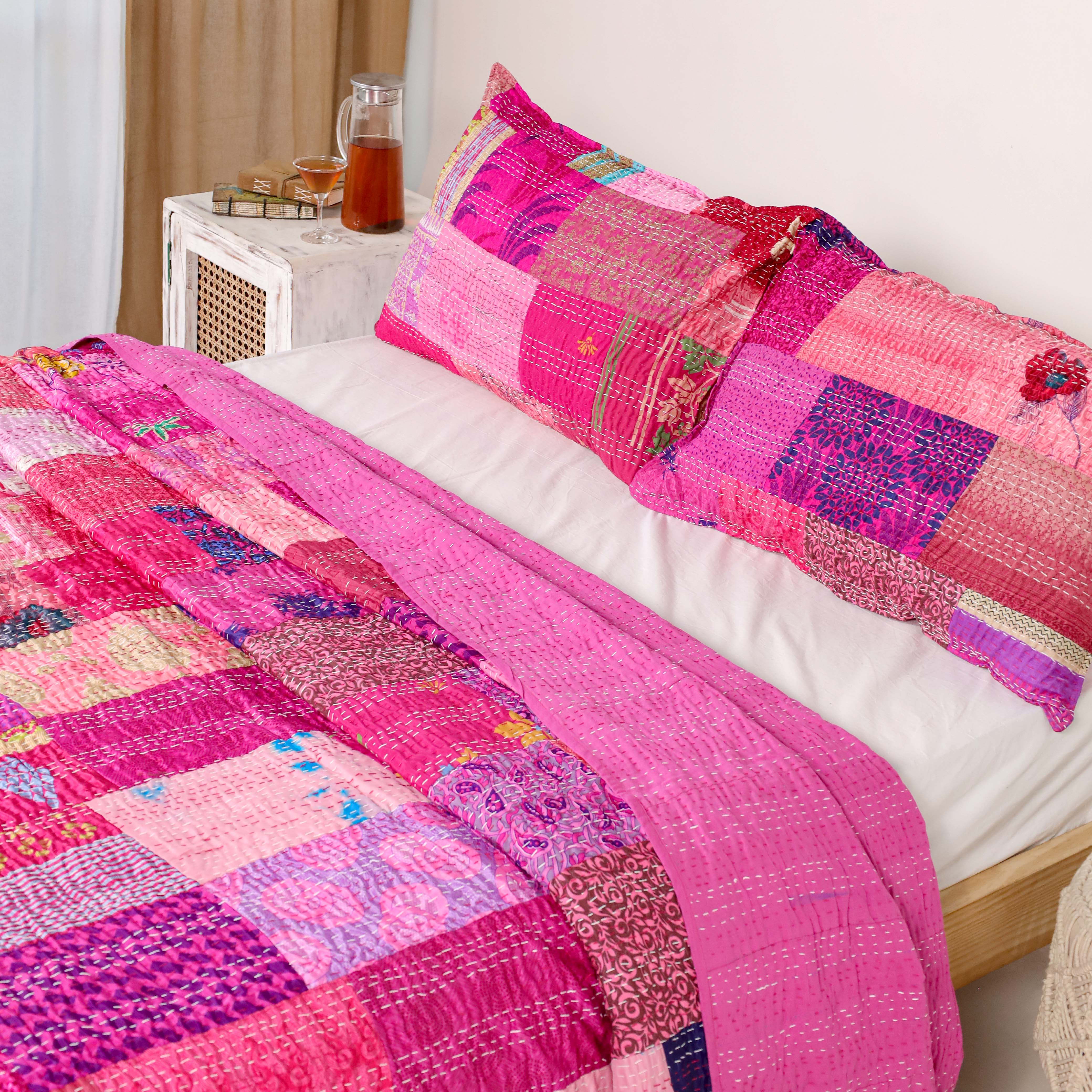Silk Red Duvet Cover with Pillow Covers