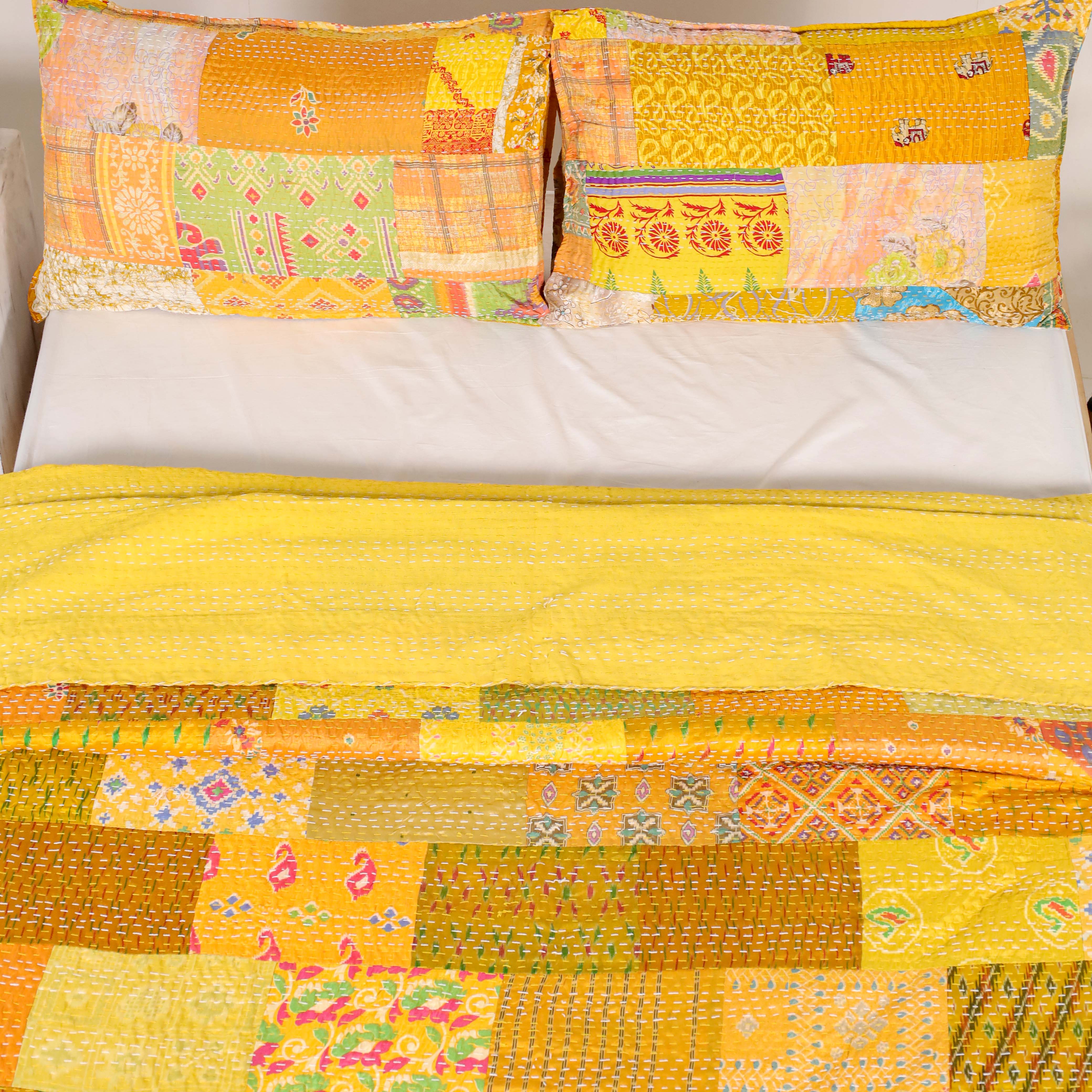 Silk Yellow Duvet Cover with Pillow Covers