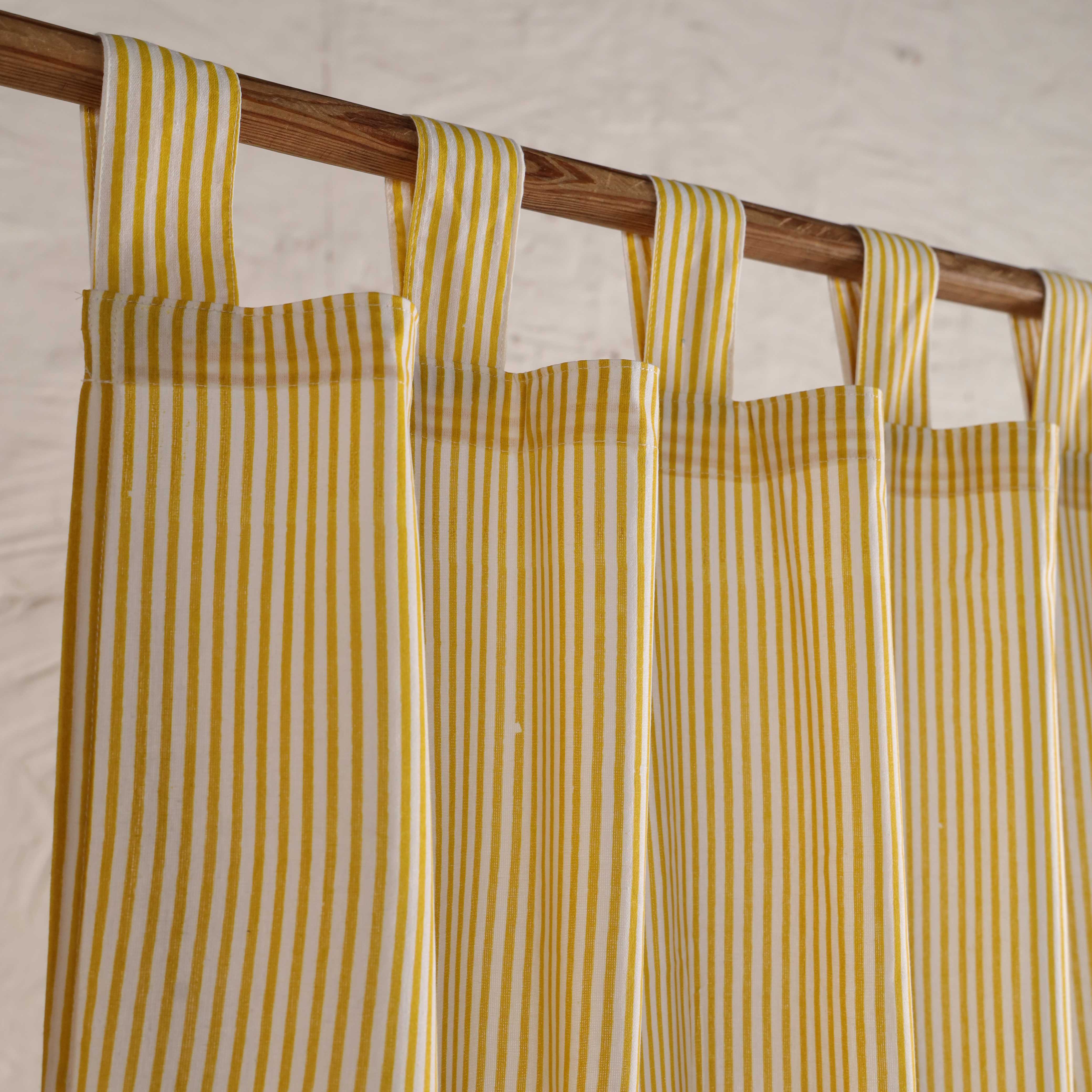 Classic Vertical Pinstripe Cotton Curtain – Single Panel Loop Top