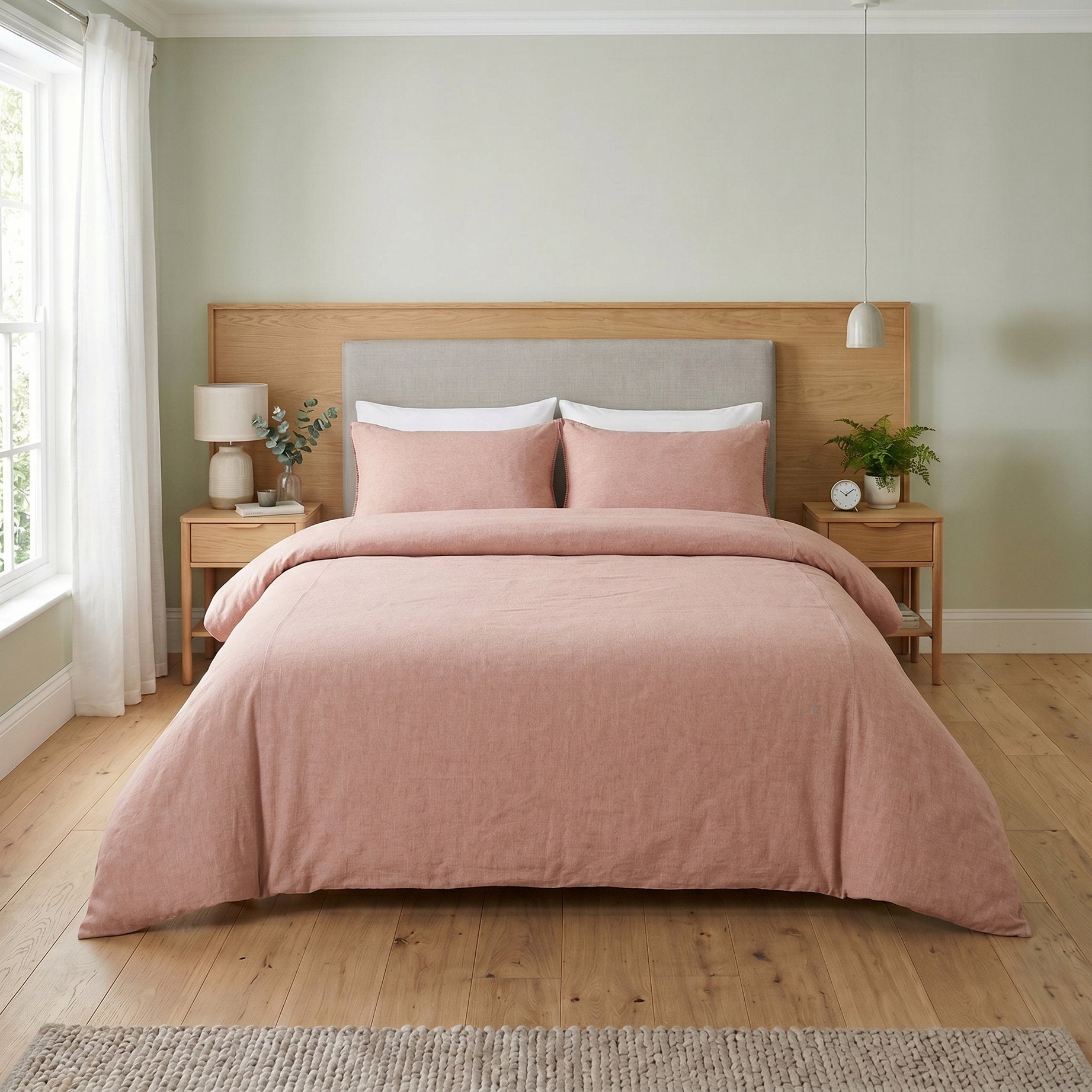 Faded Maroon Textured Boho Bedding Set - Vintage Cotton Duvet Cover