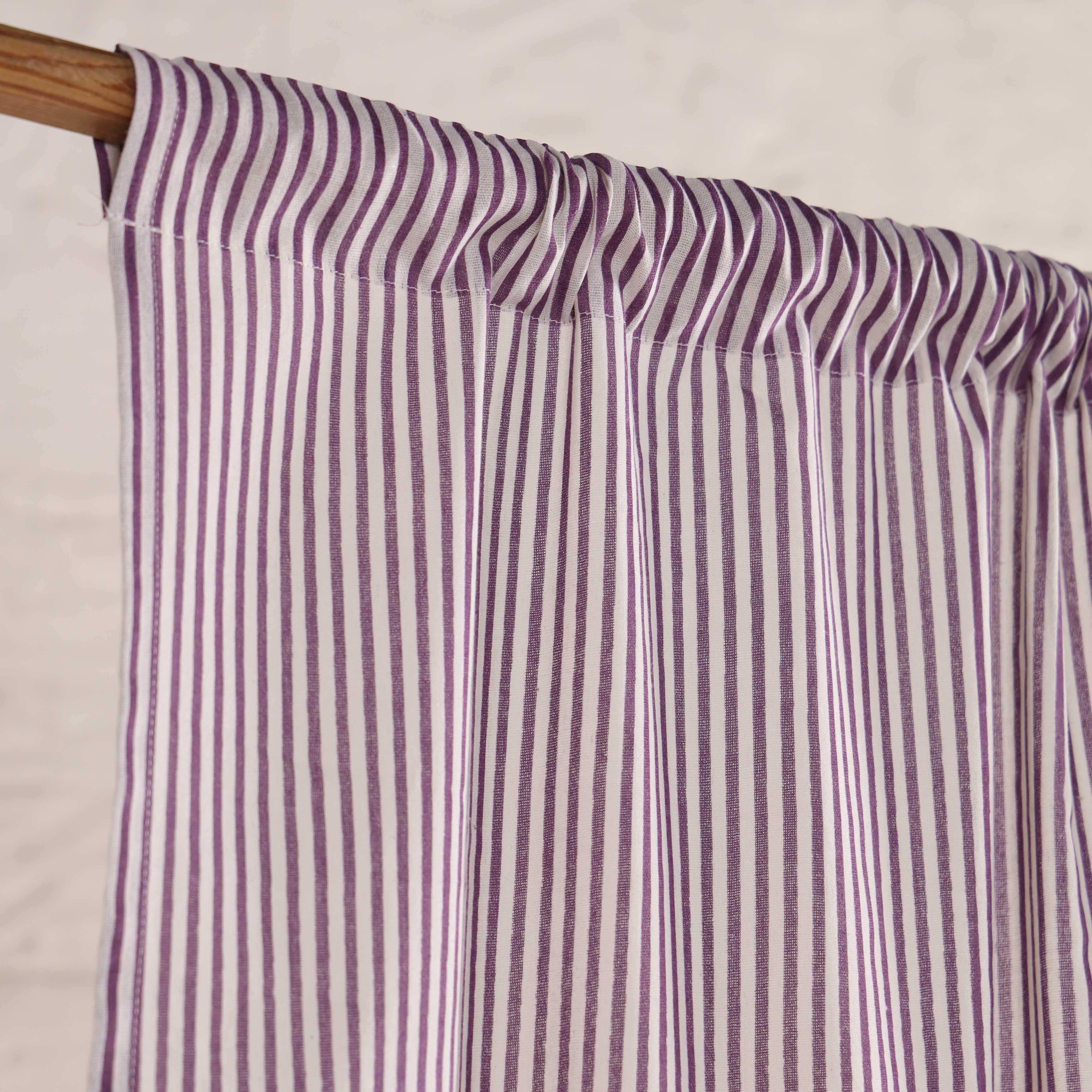 Premium 100% Cotton Pinstripe Curtain - Modern Charcoal & White Ticking Stripe Window Treatment (Single Panel)