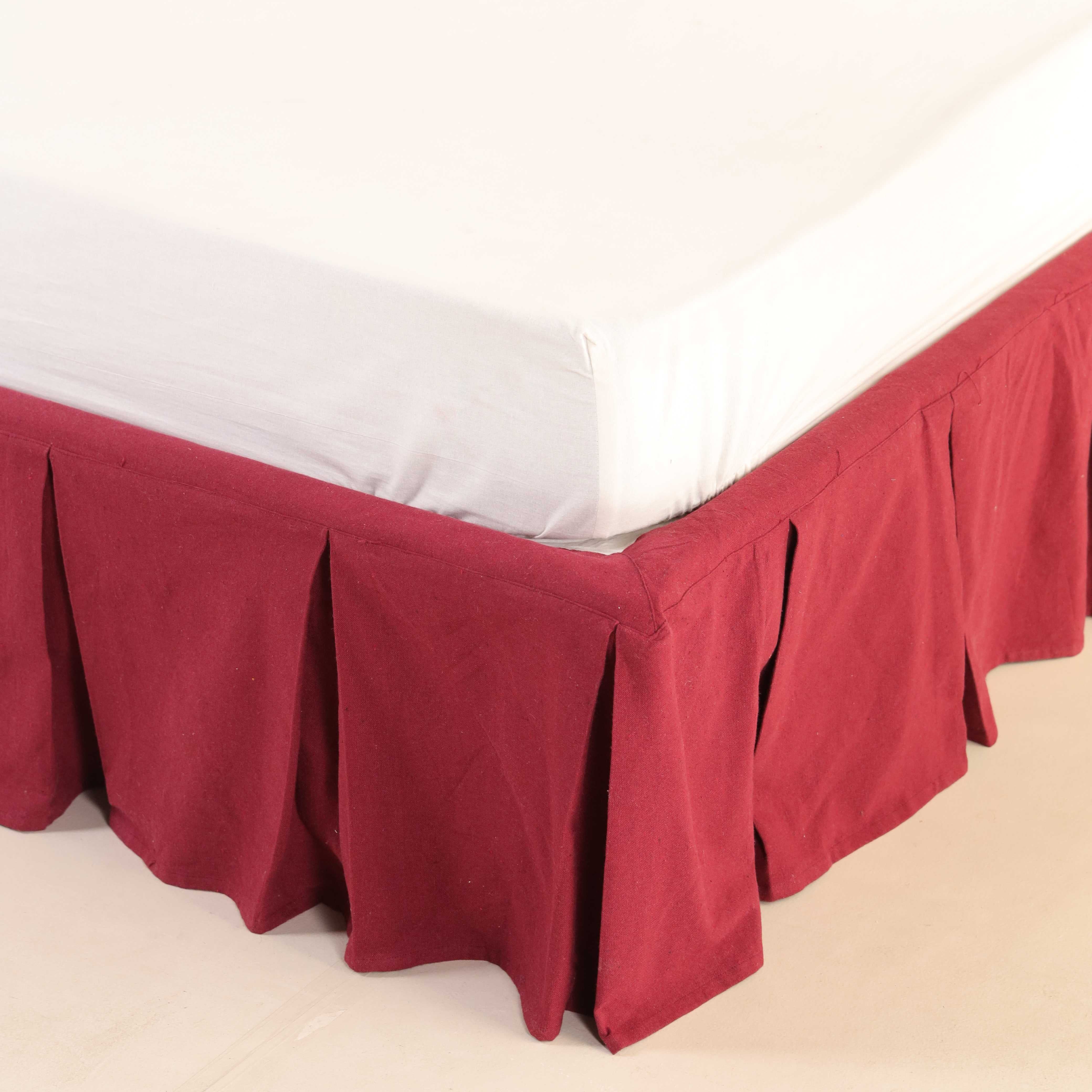 Imperial Burgundy Box Pleat Bedskirt – Luxury Cotton Bed Valance & Premium Dust Ruffle