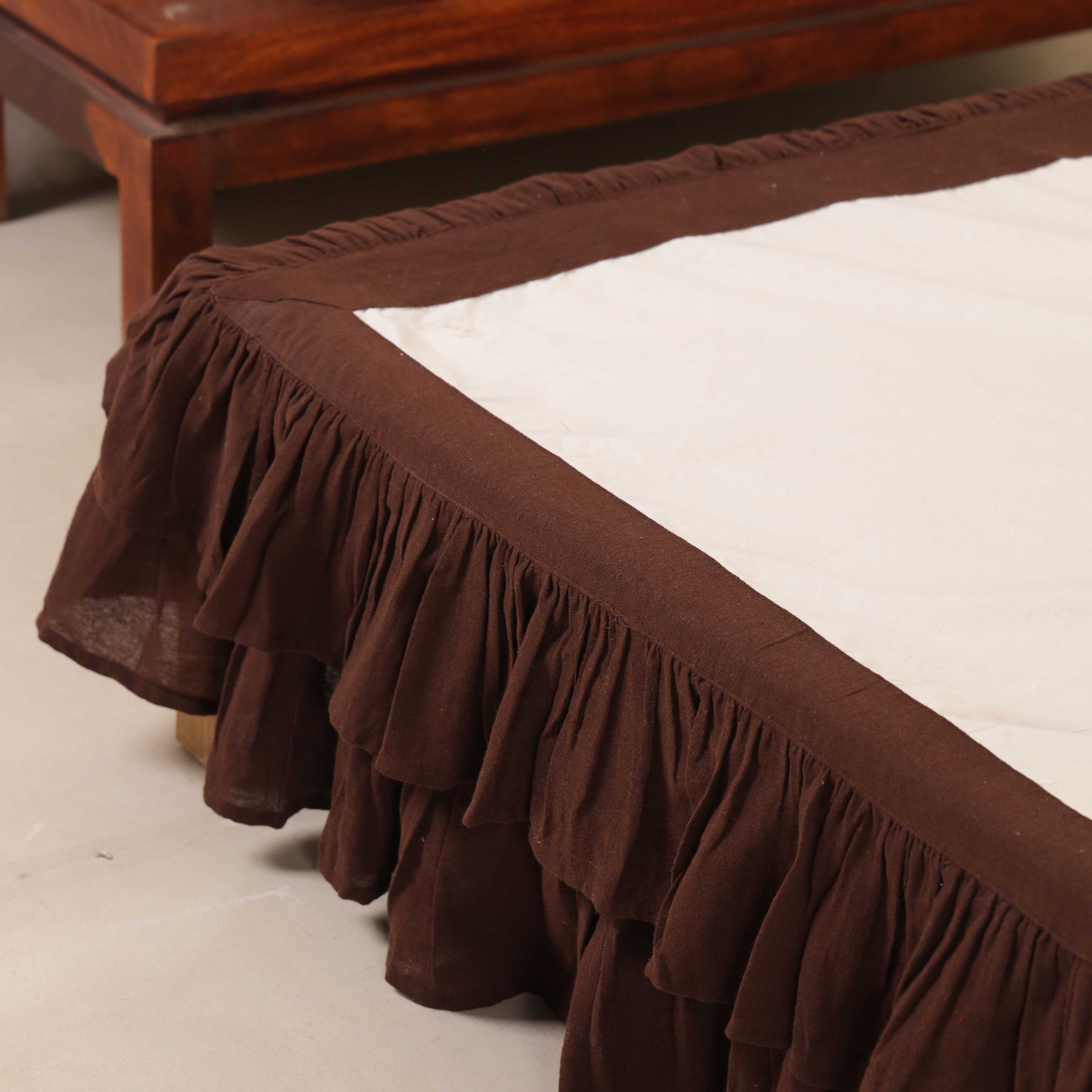 Chocolate Truffle Tiered Bedskirt – Boho Ruffled Bed Valance & Luxury Dust Ruffle