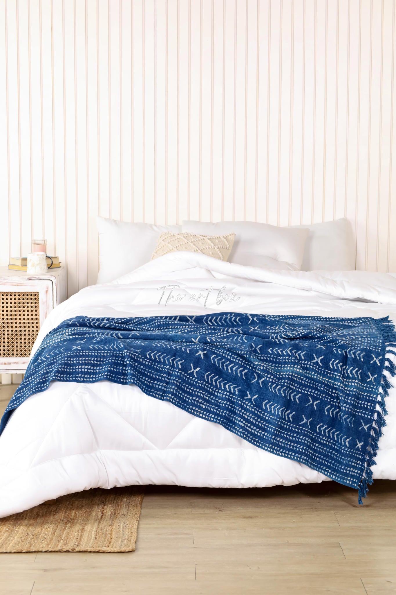 Blue Polka Dot Indigo Print Throw