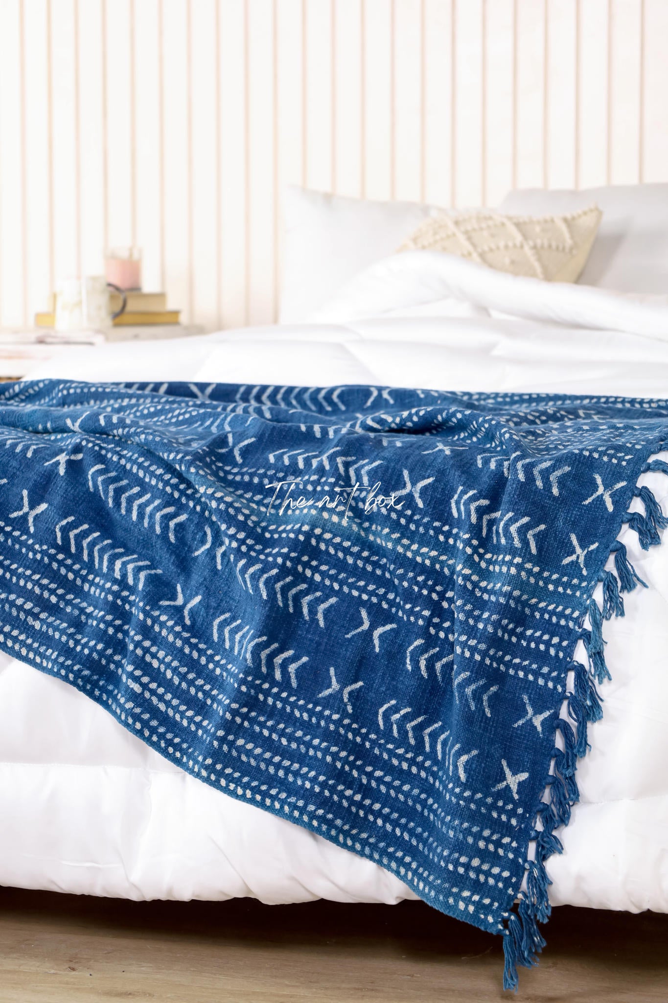 Blue Polka Dot Indigo Print Throw