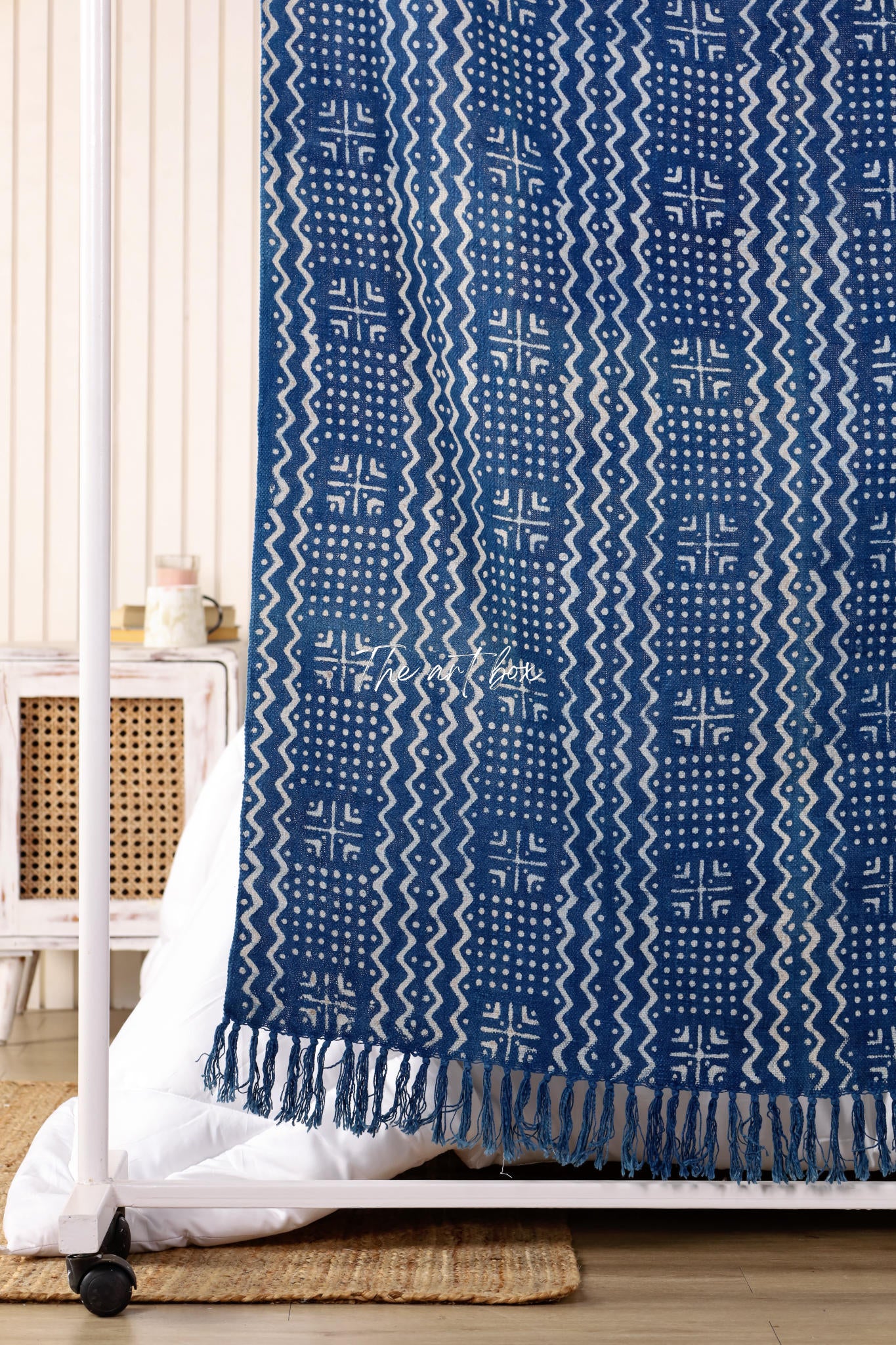 Boho Mudcloth Indigo Print Throw