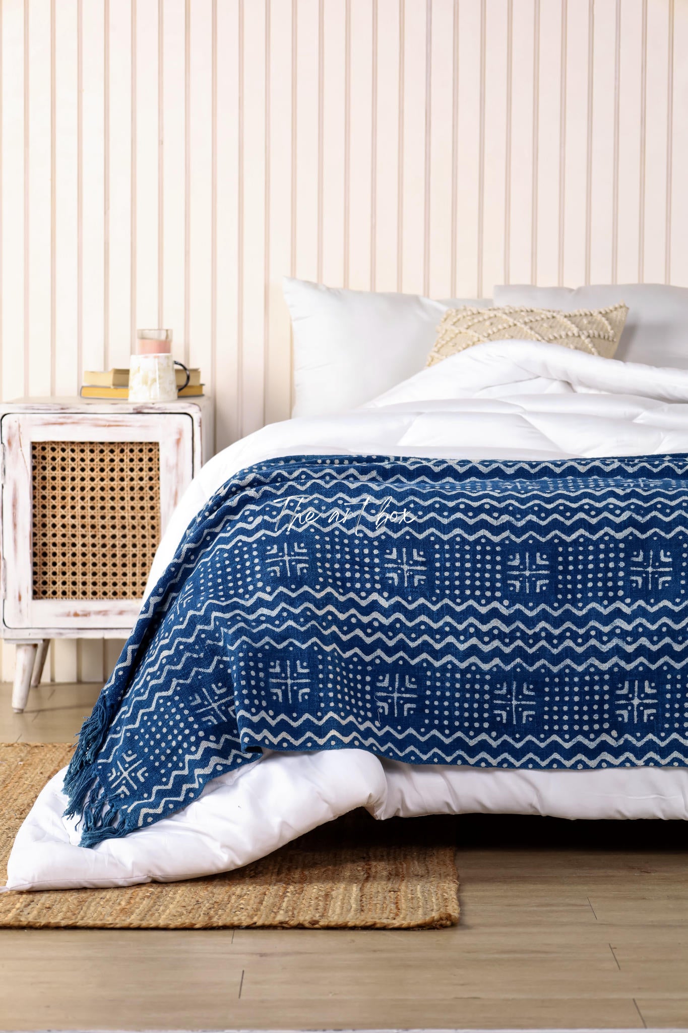 Boho Mudcloth Indigo Print Throw