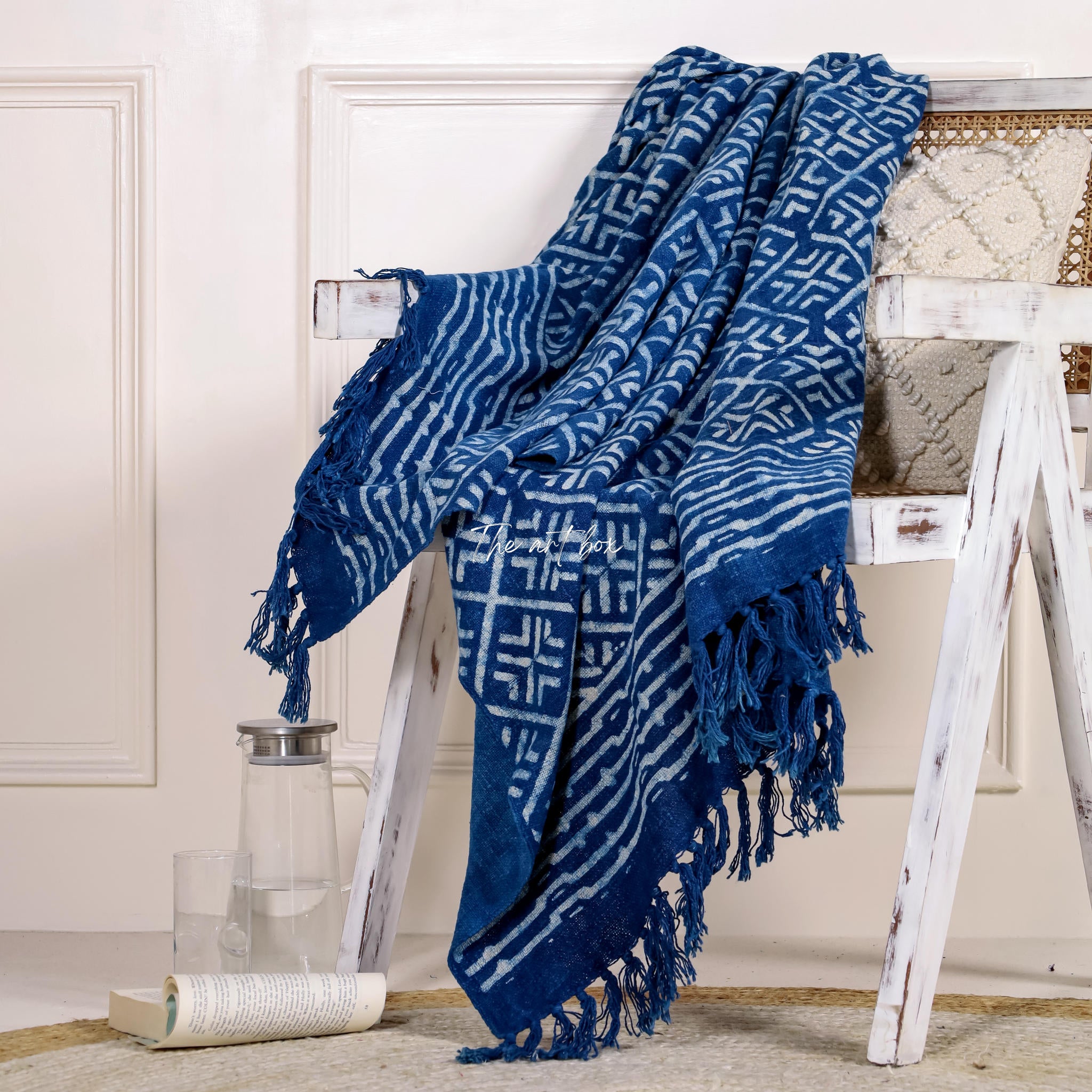 Handmade Rug Indigo Print Throw