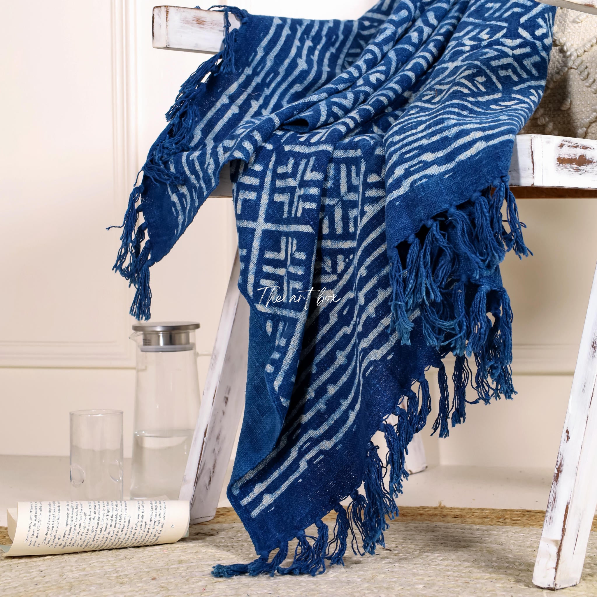 Handmade Rug Indigo Print Throw