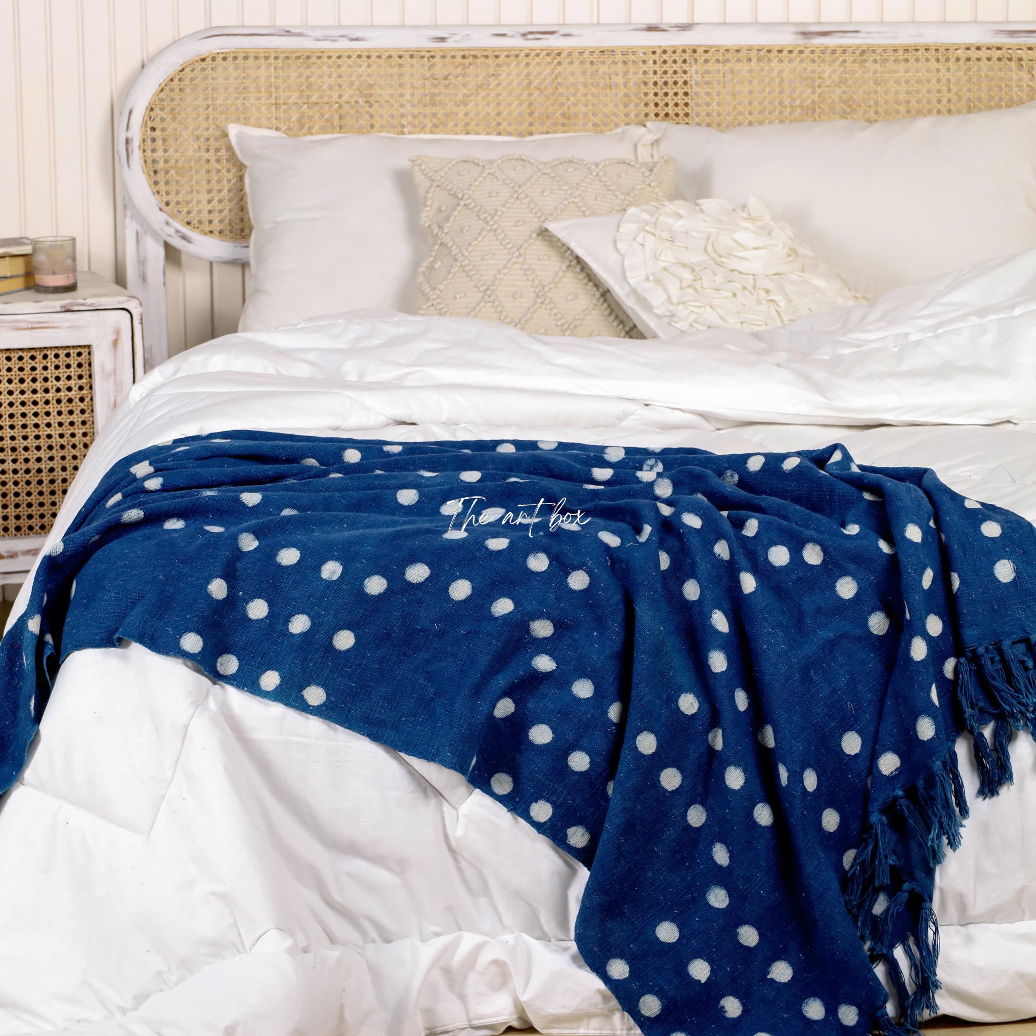 Geometric Indigo Print Throw
