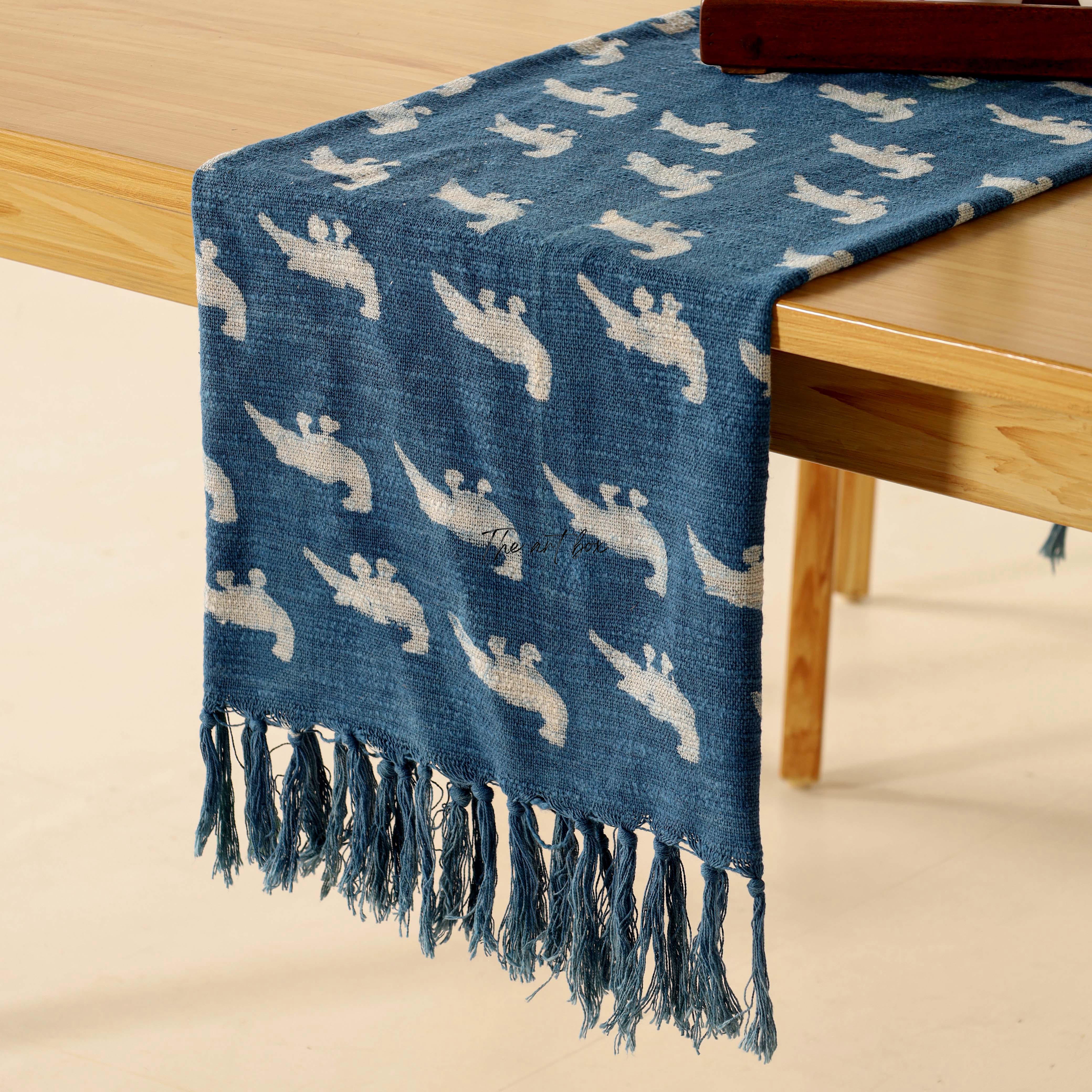 Blue Printed Cotton Table Runner