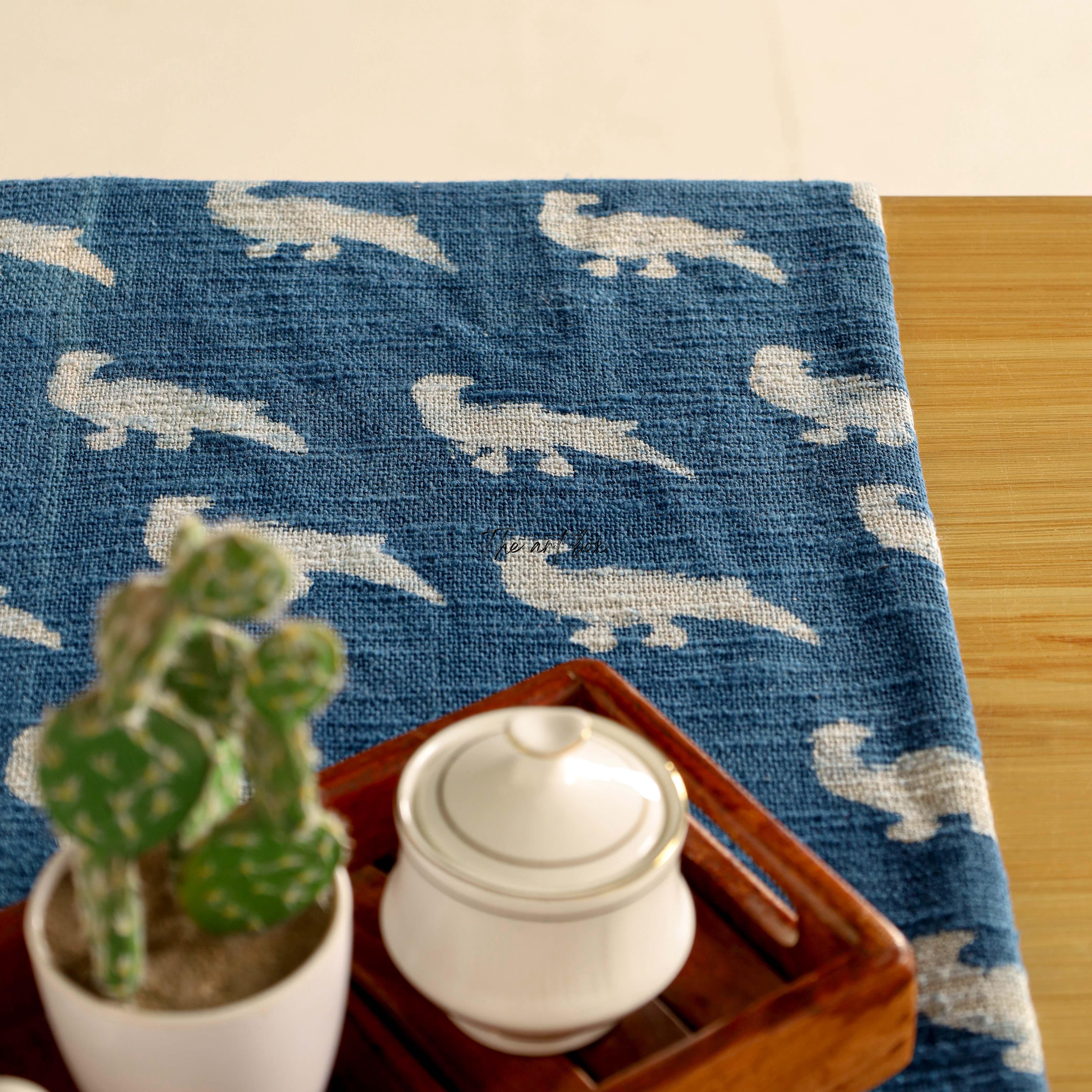 Blue Printed Cotton Table Runner