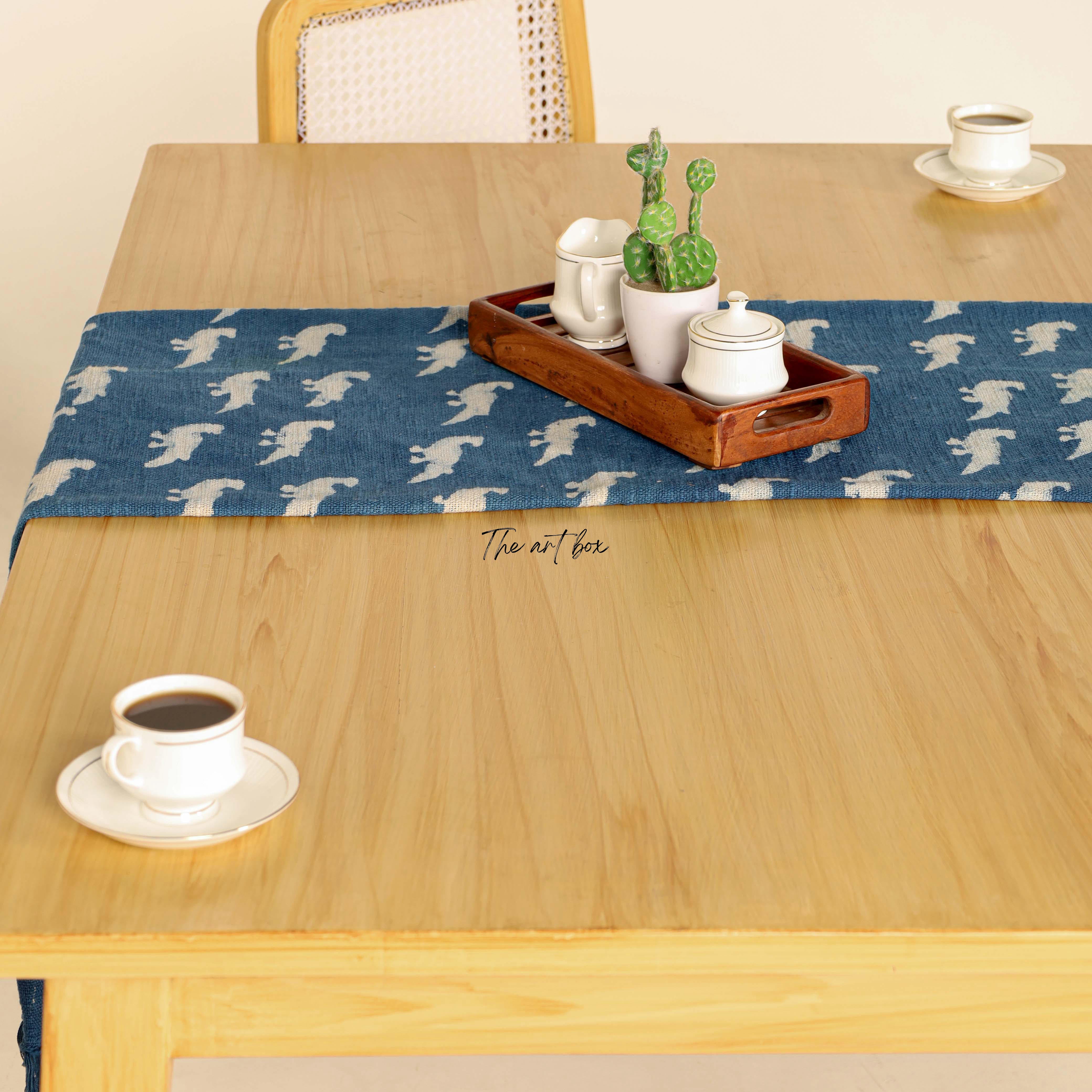 Blue Printed Cotton Table Runner