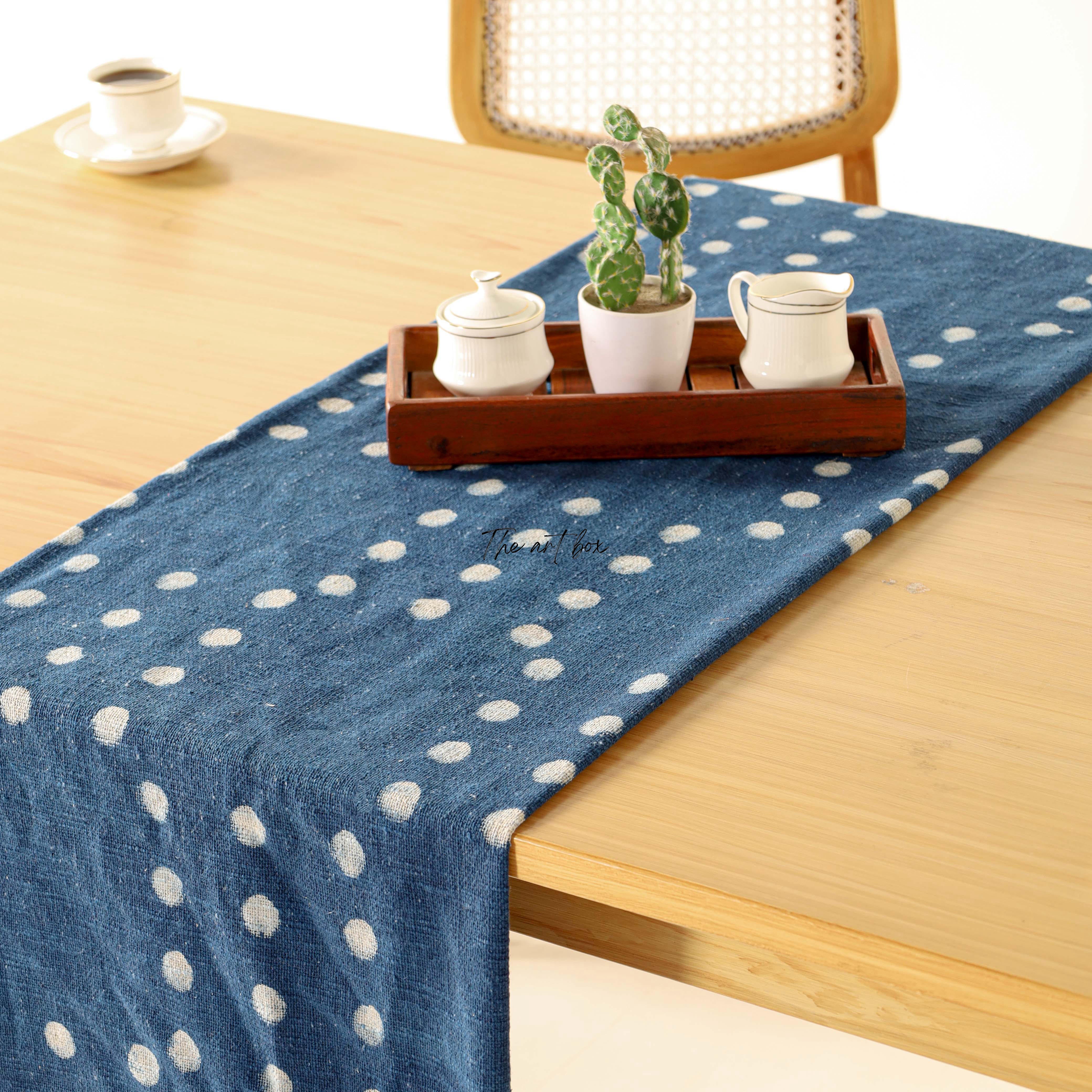 Blue Printed Cotton Table Runner